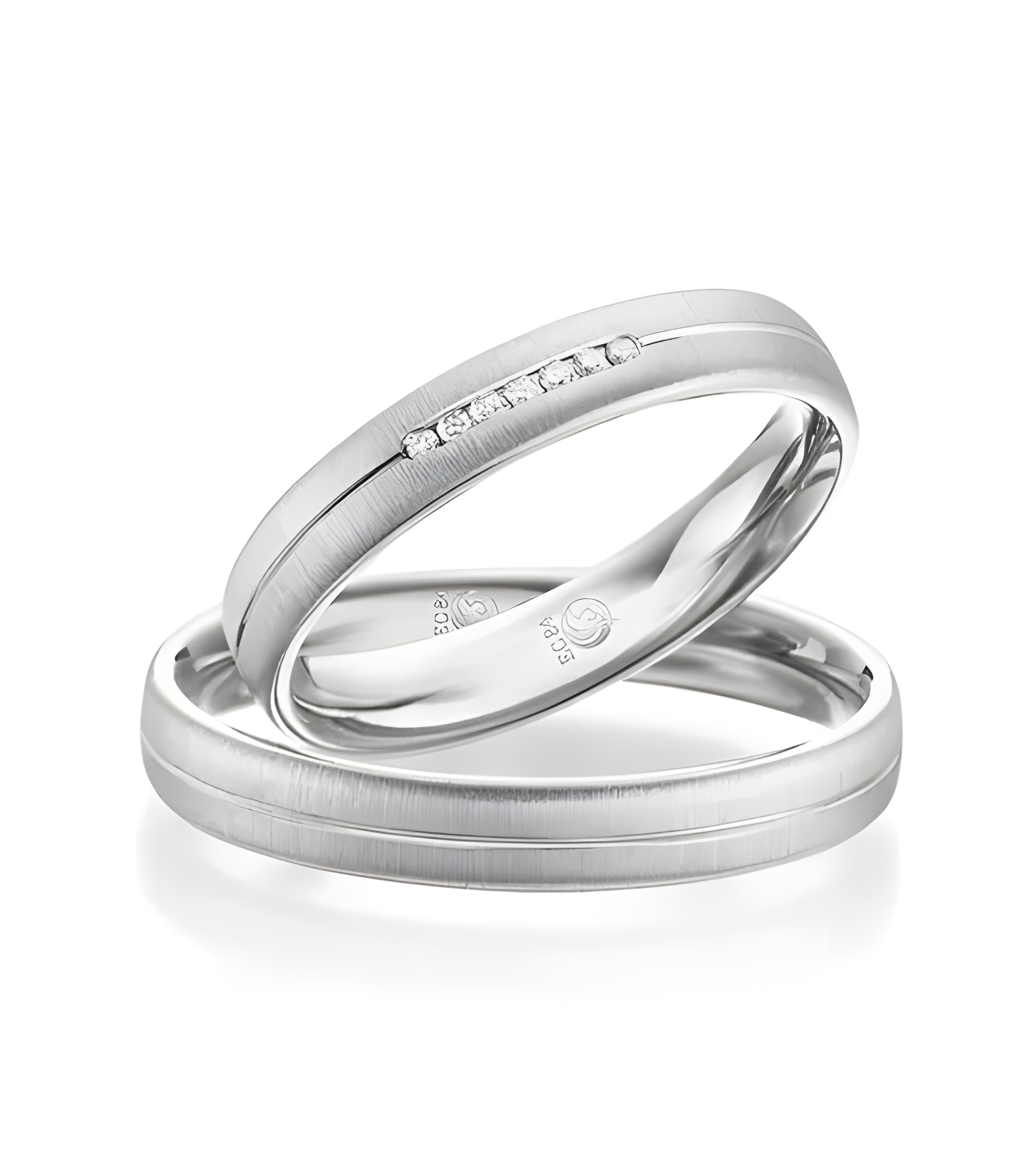 Anillos de platino con diamantes y acabado mate - Alianzas de boda - 

