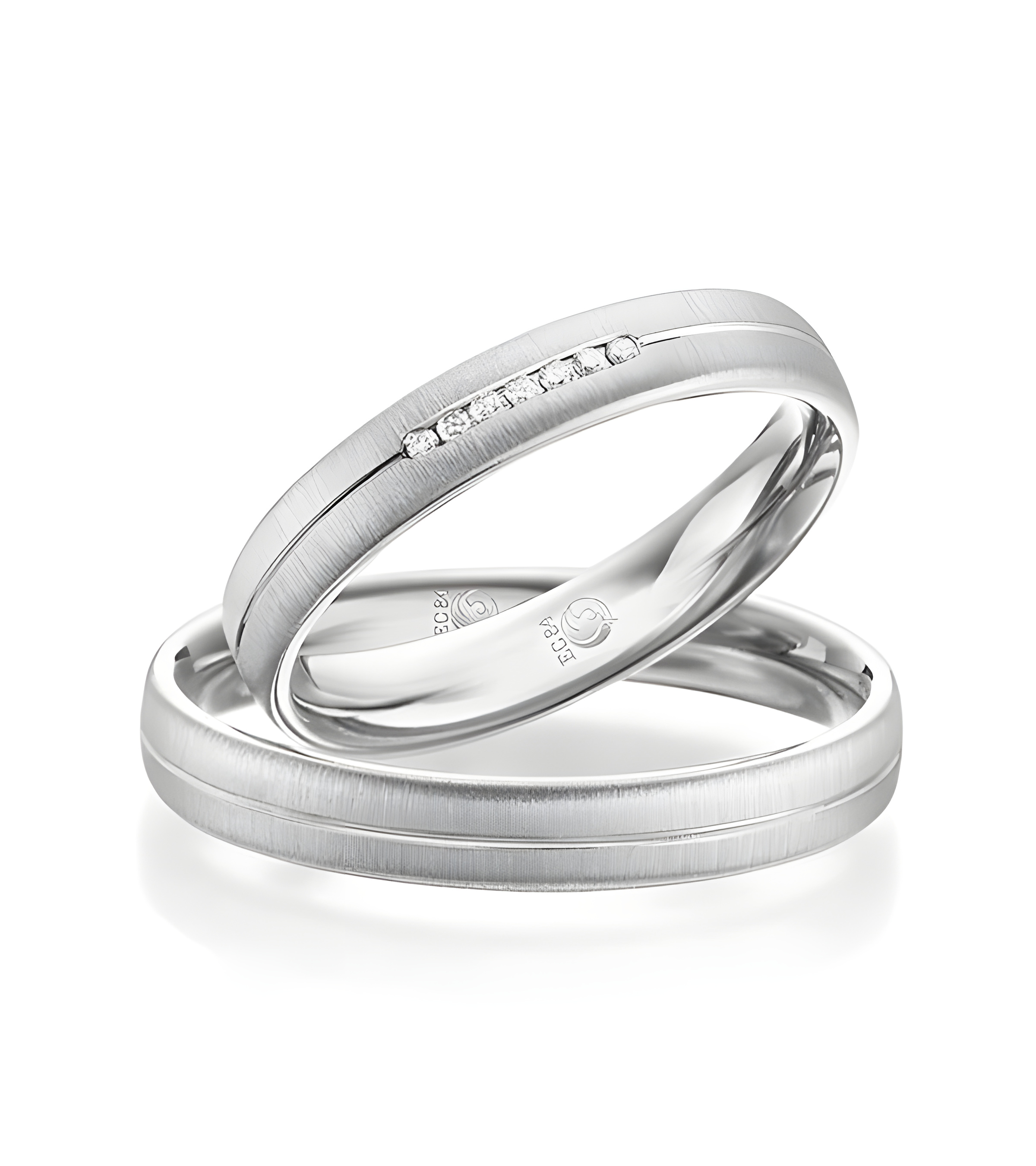 Anillos de platino con diamantes y acabado mate - Alianzas de boda - 

