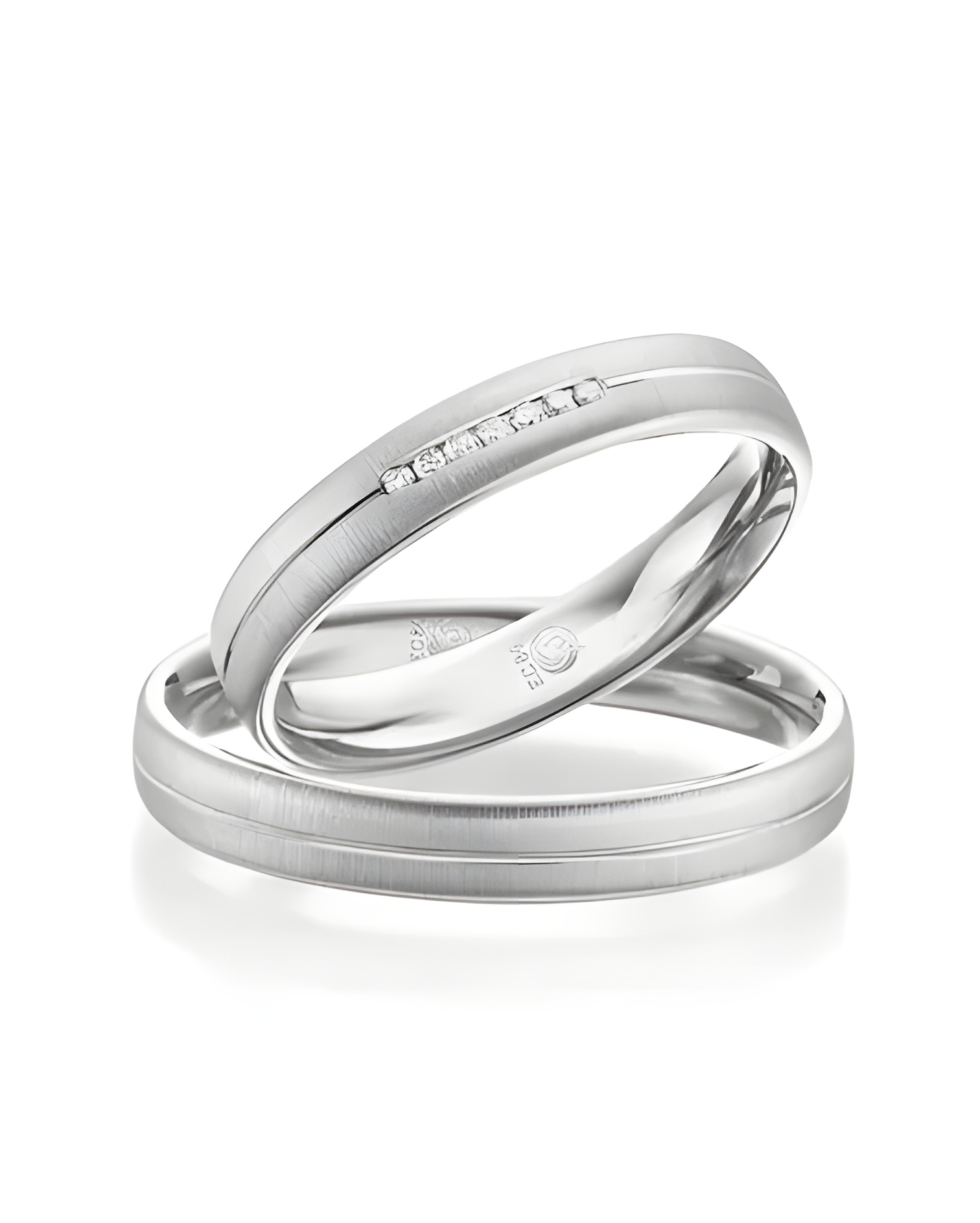 Anillos de platino con diamantes y acabado mate - Alianzas de boda - 

