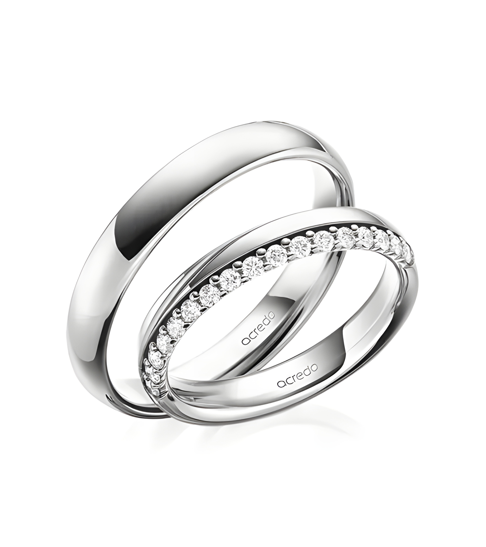 Nuevas alianzas de boda de Platino con media corona de diamantes - Alianzas de boda - 

