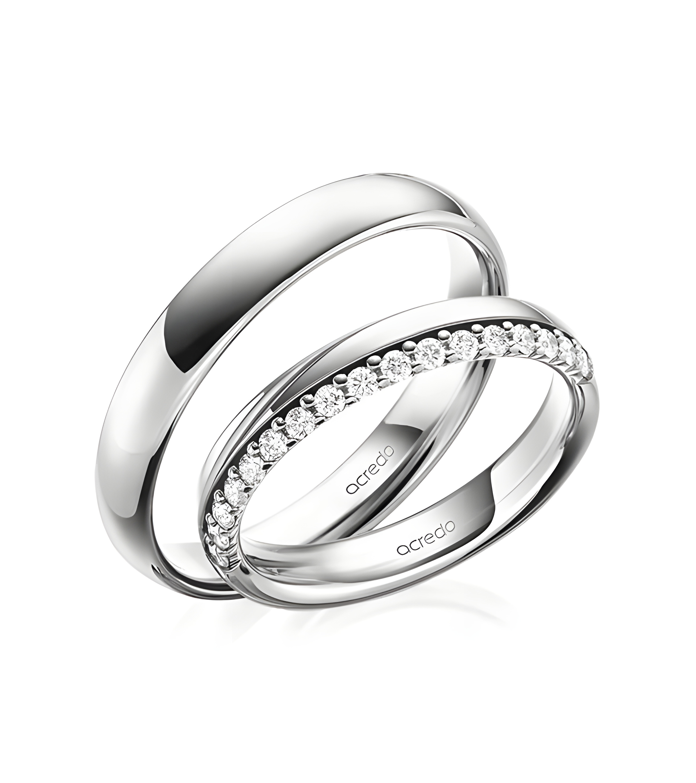 Nuevas alianzas de boda de Platino con media corona de diamantes - Alianzas de boda - 

