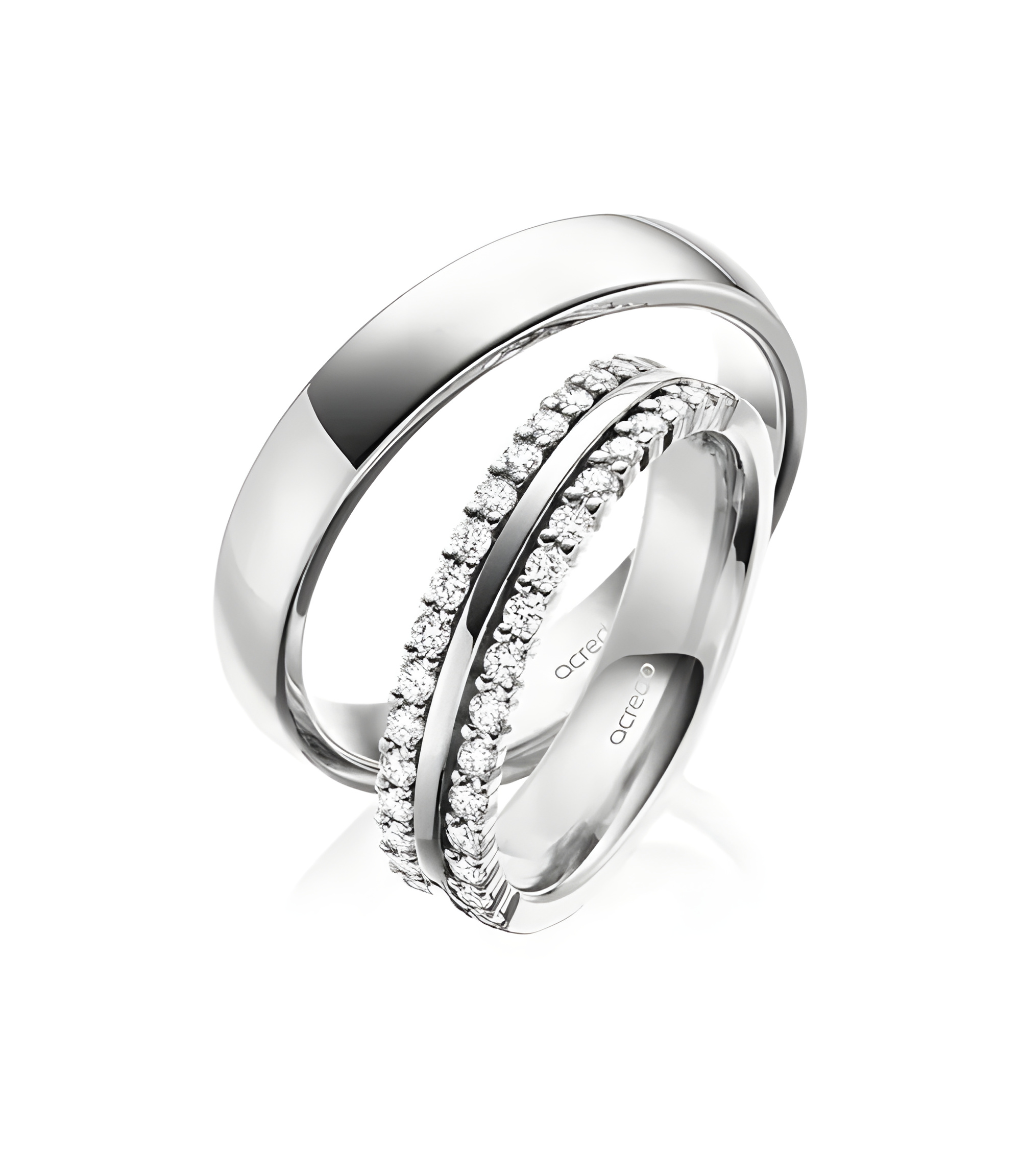 Exclusivos anillos de matrimonio de Platino con doble corona de diamantes - Alianzas de boda - 

