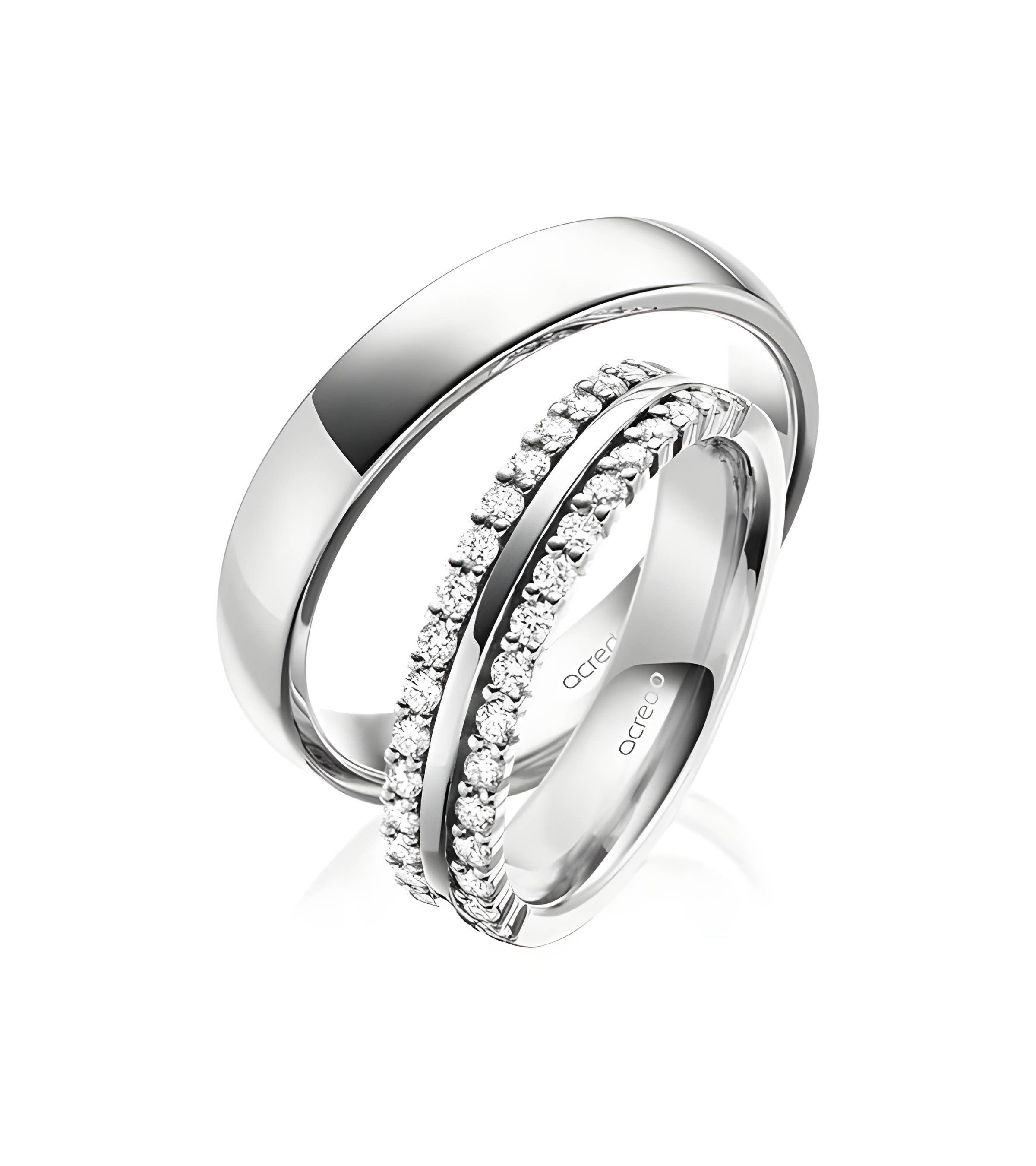 Exclusivos anillos de matrimonio de Platino con doble corona de diamantes - Alianzas de boda - 

