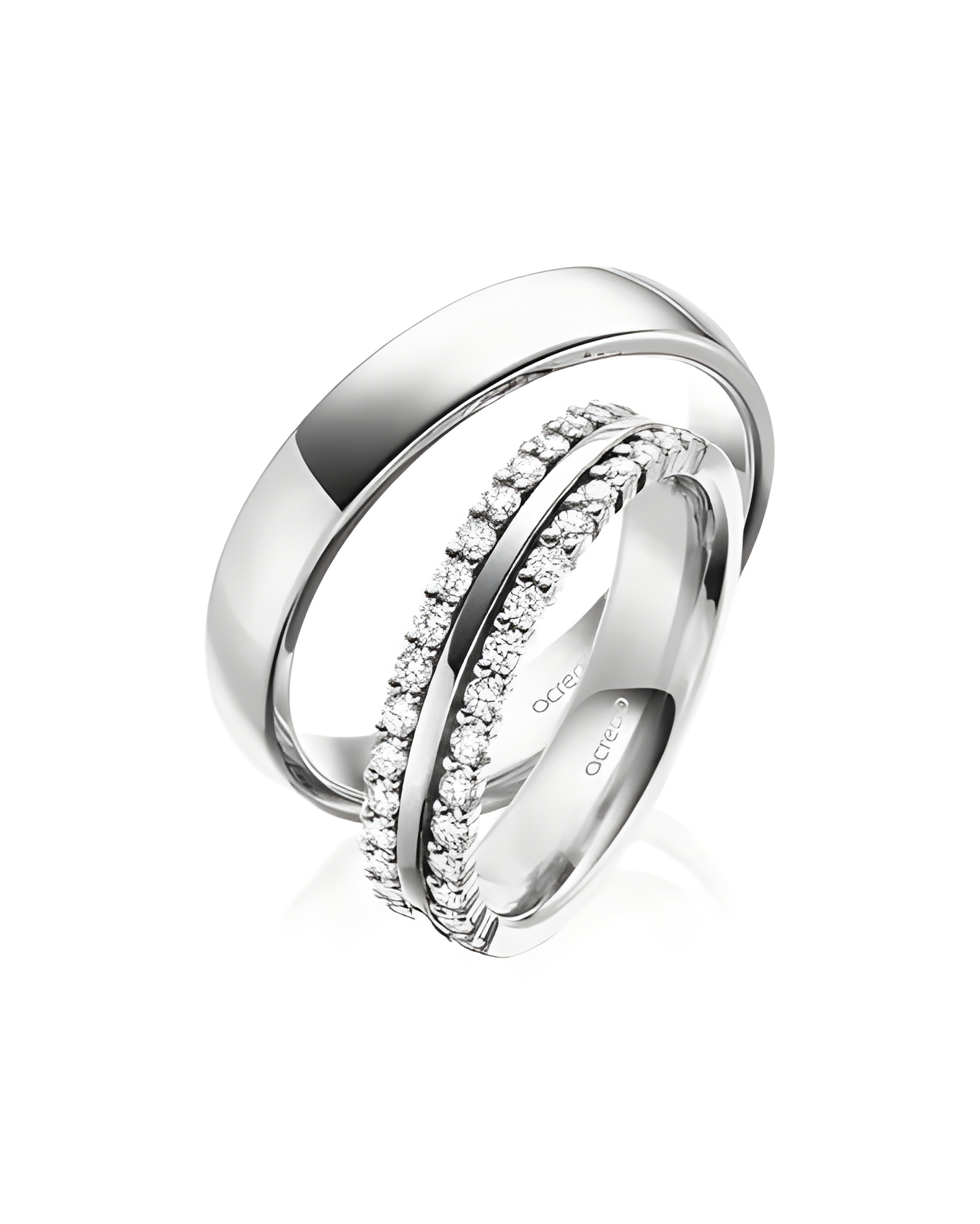 Exclusivos anillos de matrimonio de Platino con doble corona de diamantes - Alianzas de boda - 

