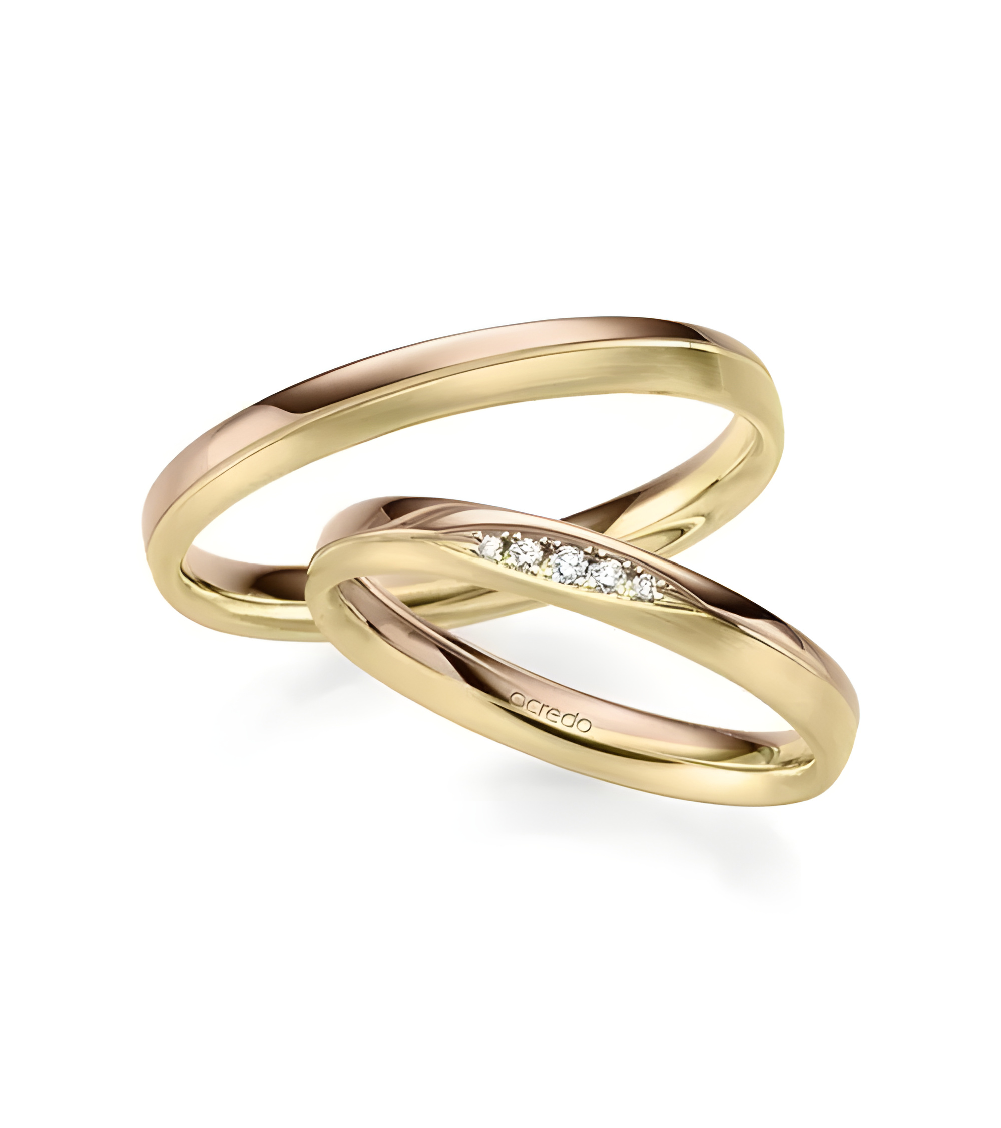 Anillos de oro amarillo y oro rosa con diamantes - Alianzas de boda - 


