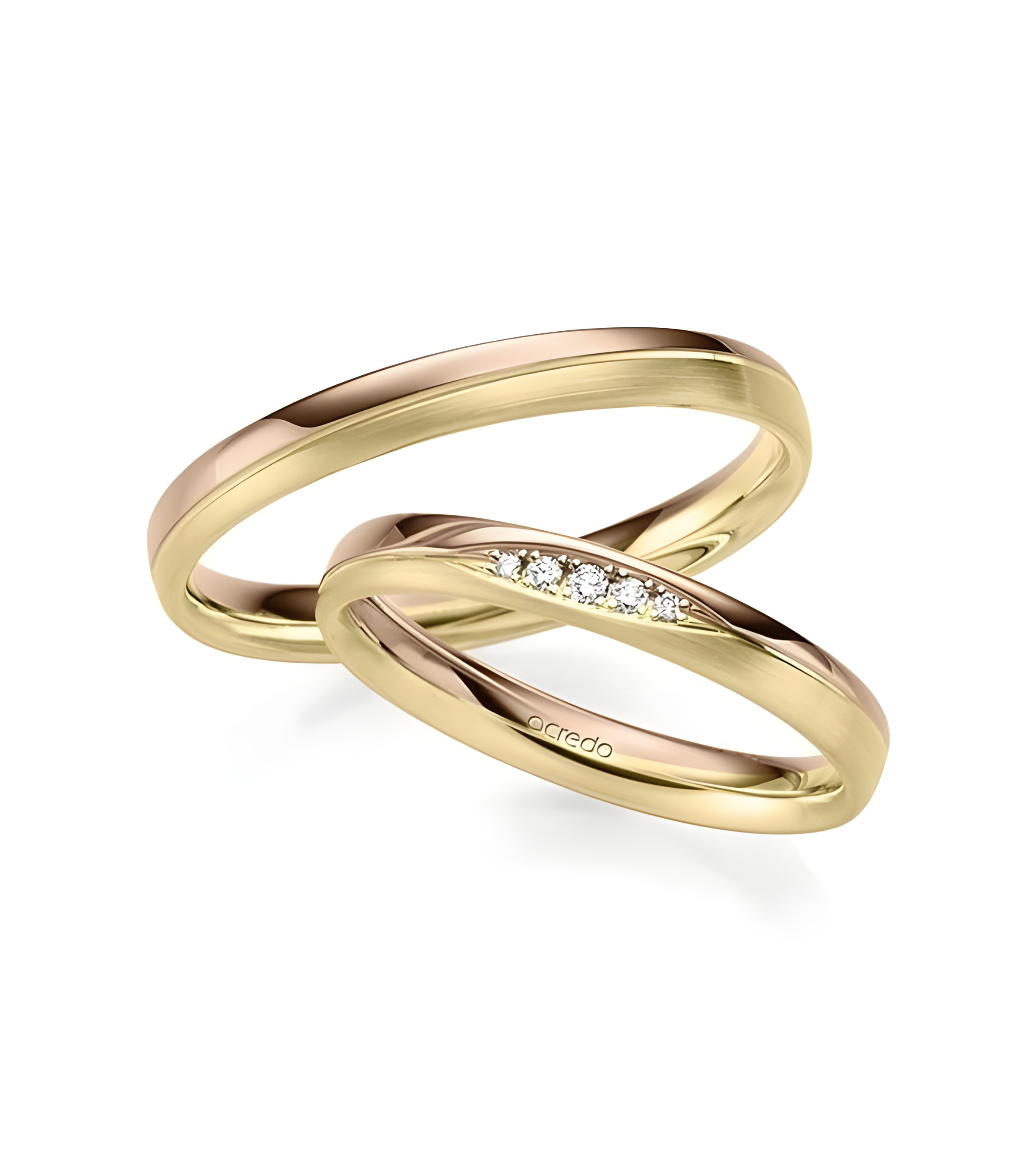 Anillos de oro amarillo y oro rosa con diamantes - Alianzas de boda - 


