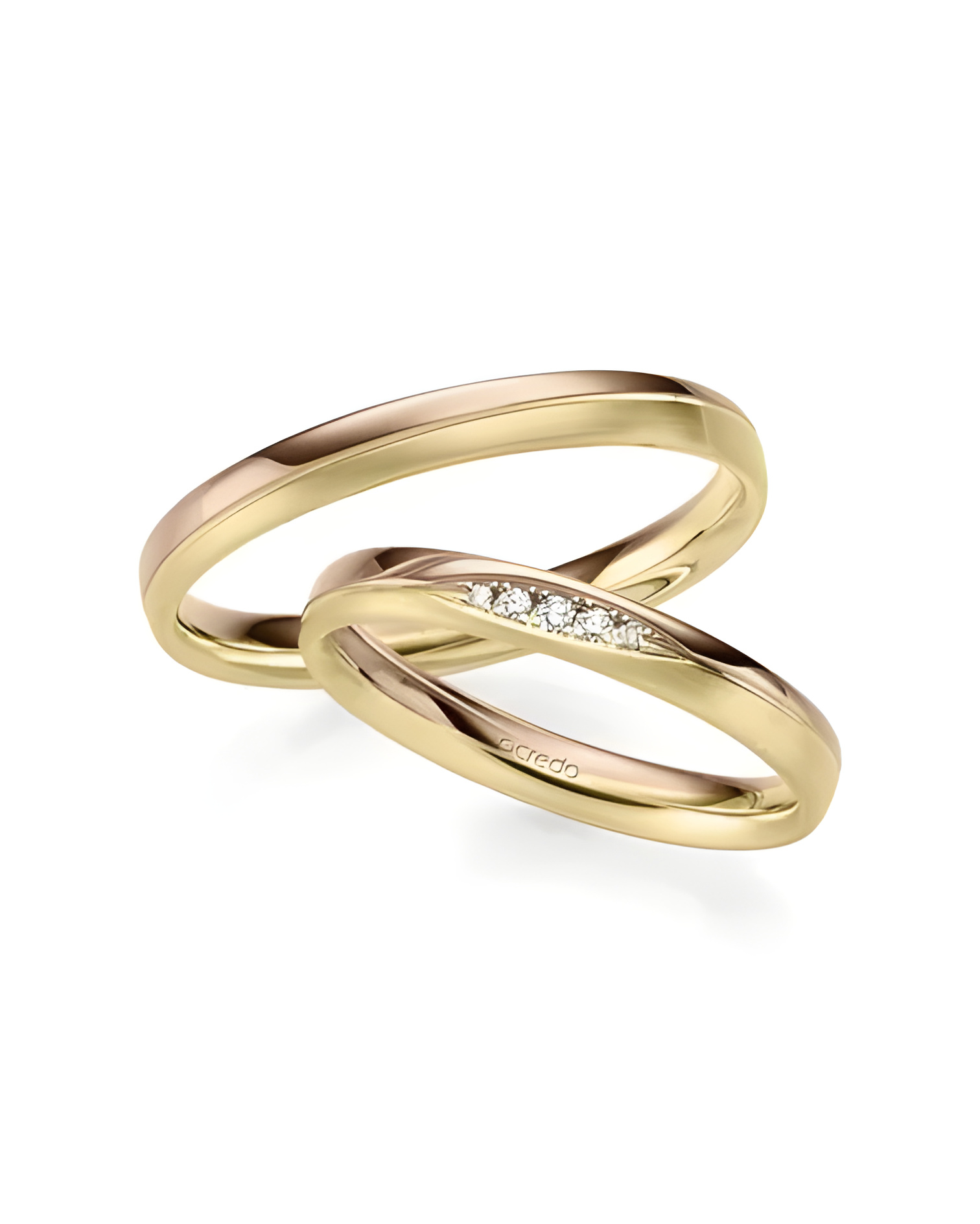 Anillos de oro amarillo y oro rosa con diamantes - Alianzas de boda - 


