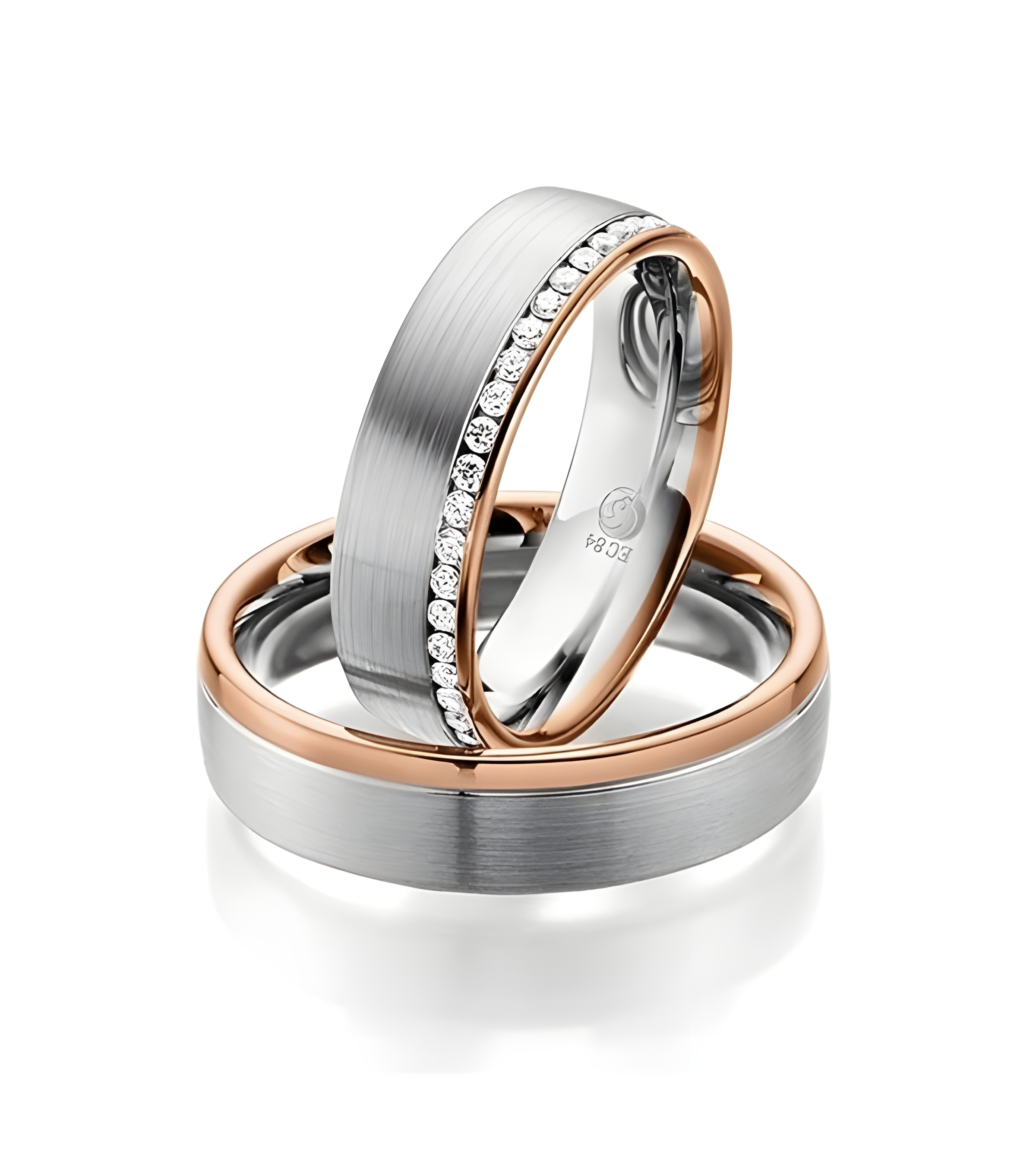 Alianzas para la boda en dos colores y con una corona de diamantes - Alianzas de boda - 


