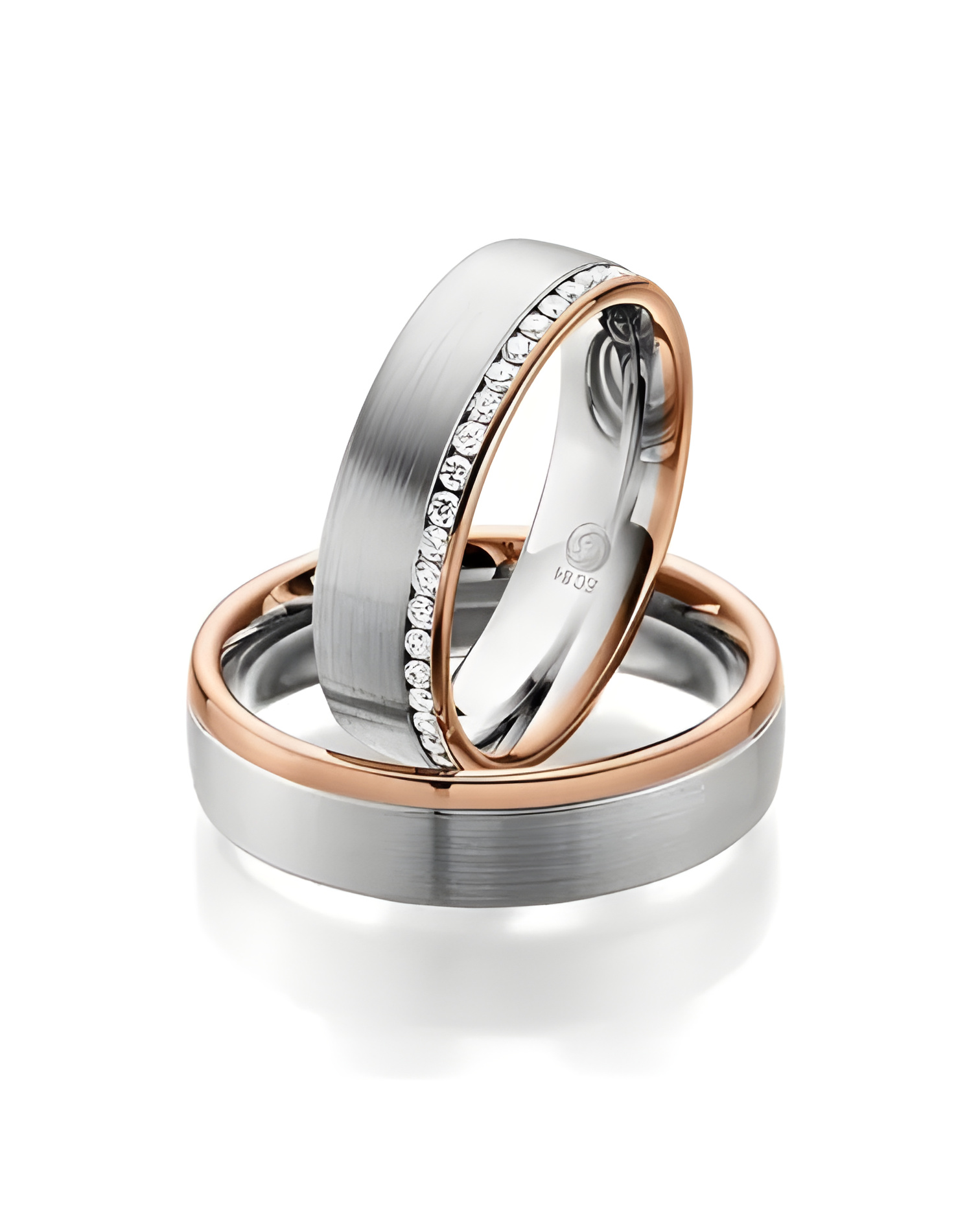 Alianzas para la boda en dos colores y con una corona de diamantes - Alianzas de boda - 


