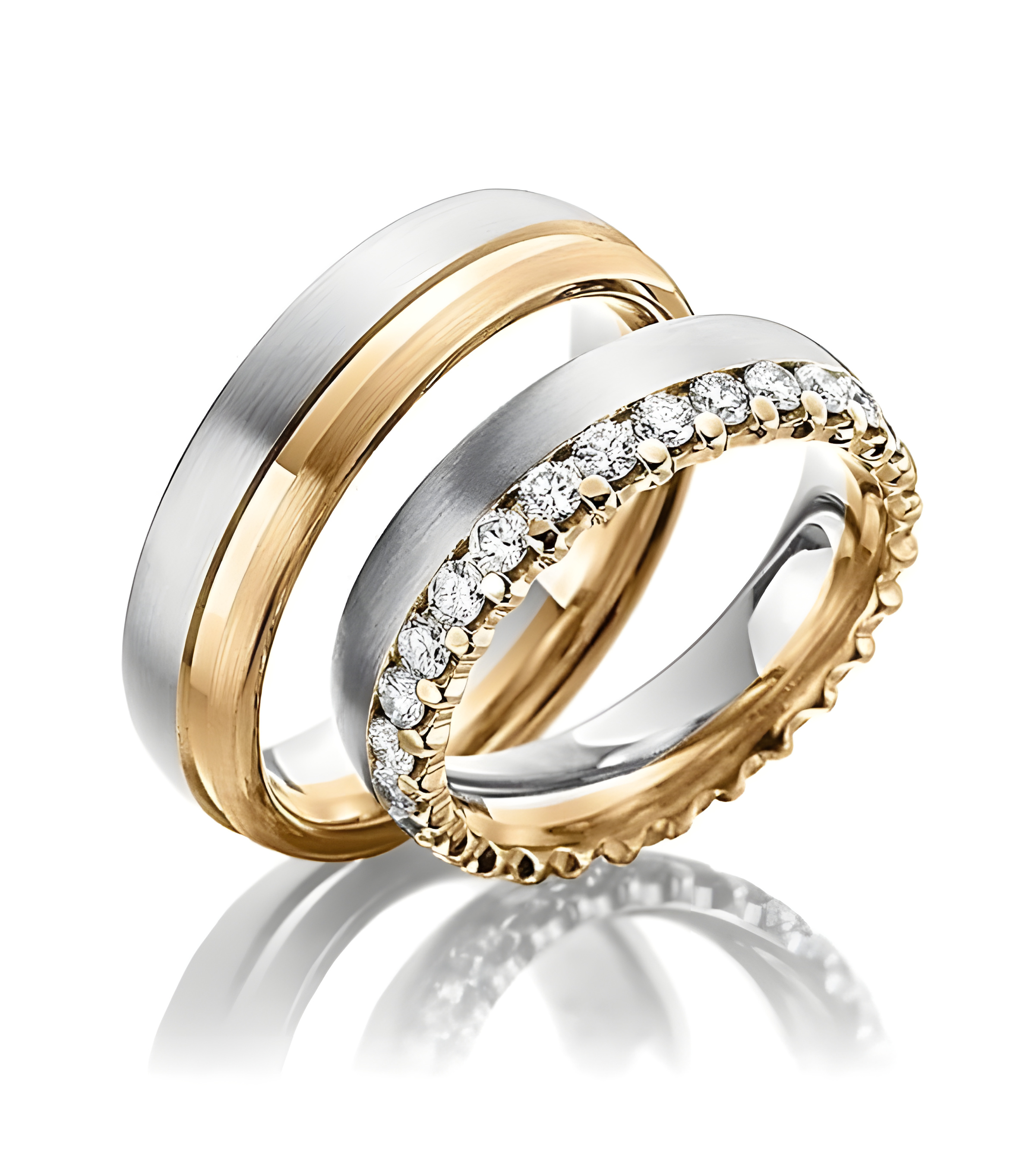 Originales anillos de boda de dos colores y con corona de diamantes - Alianzas de boda - 


