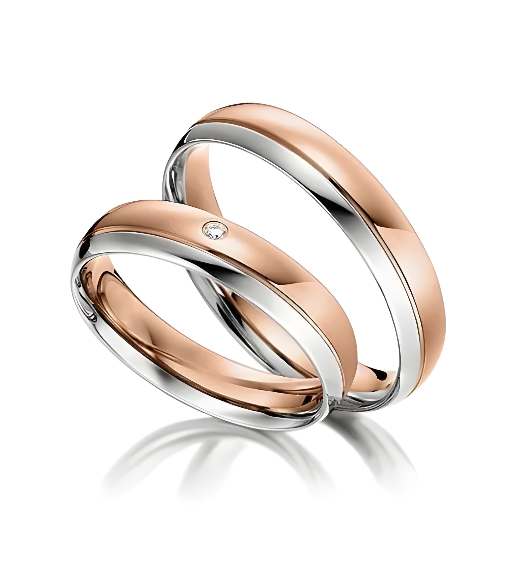 Finos anillos de oro rosa y oro blanco totalmente personalizables - Alianzas de boda - 


