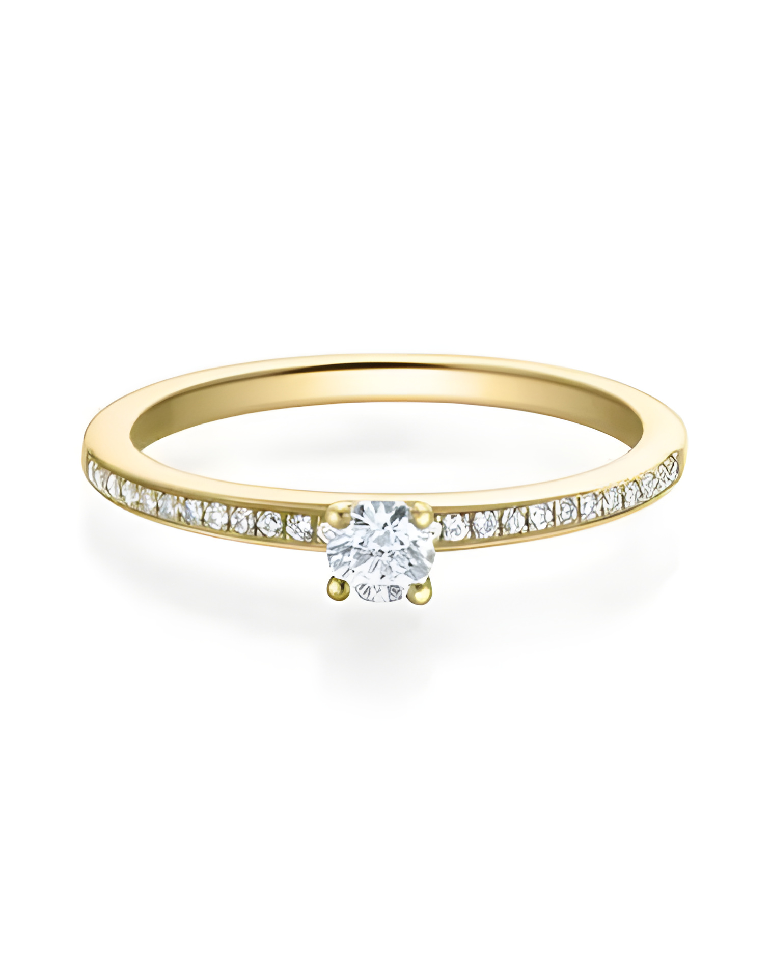 Antares 0,20 | Oro amarillo - ANILLO DE COMPROMISO EN ORO - Fino y elegante anillo de compromiso de oro de 18K con diamantes