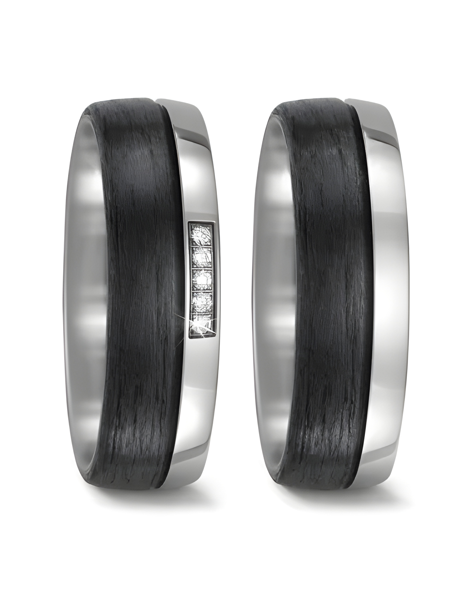 Alianzas de boda en titanio y carbono con 5 diamantes - Alianzas de boda - 

