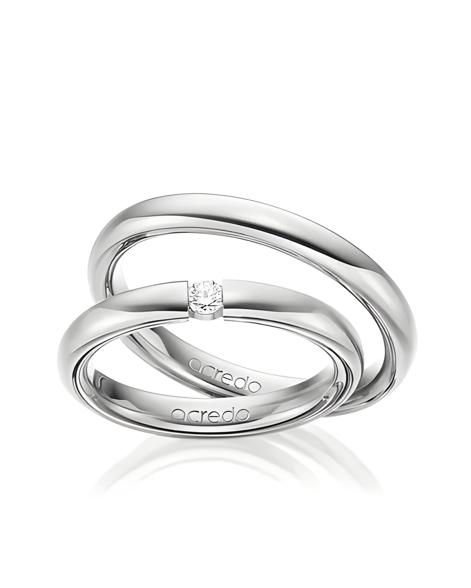 Anillos de boda clásicos en oro blanco con diamante - Alianzas de boda - 

