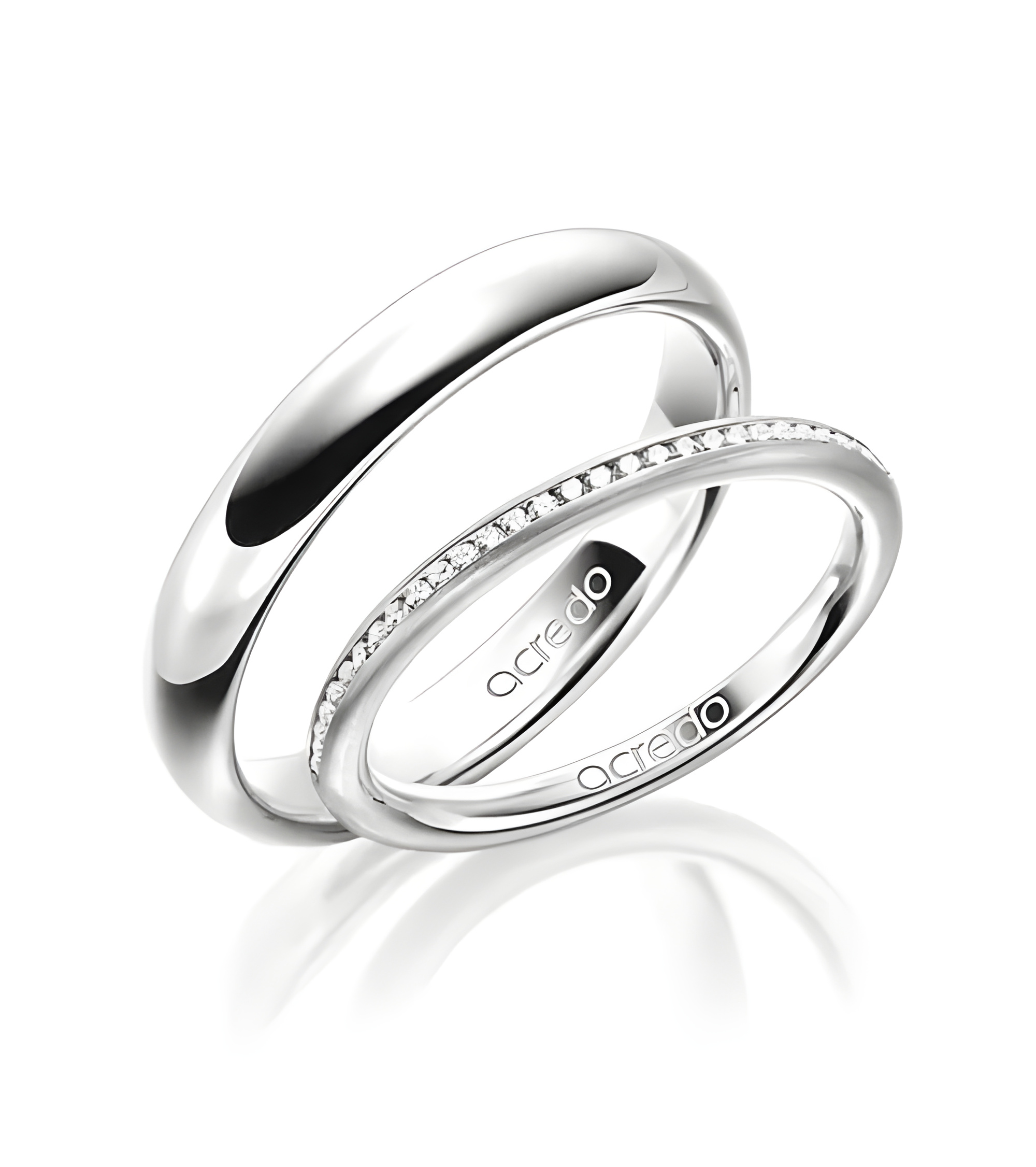 Pareja de anillos de oro blanco con diamantes naturales éticos - Alianzas de boda - 

