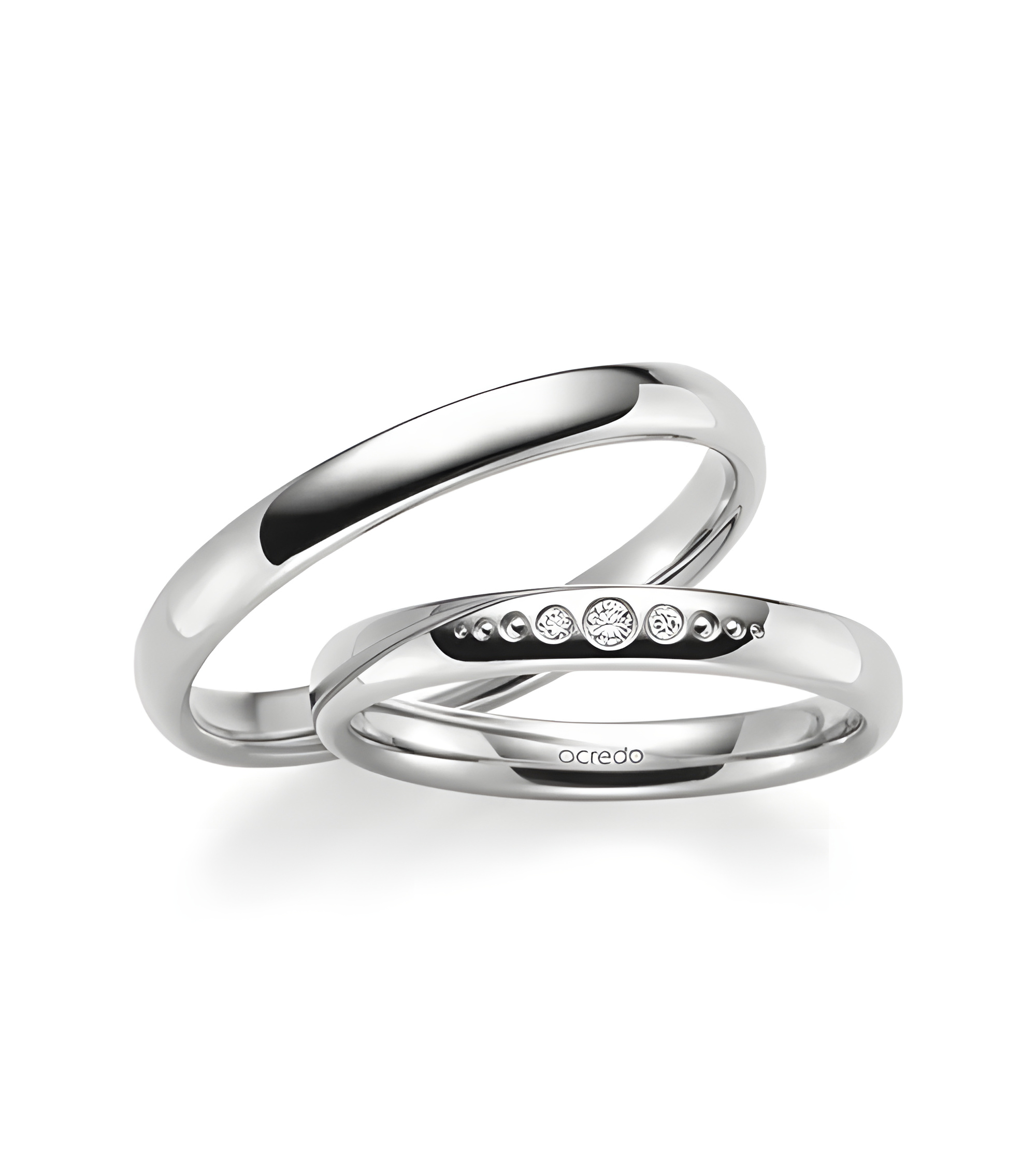 Alianzas de boda blancas con fila de diamantes - Alianzas de boda - 

