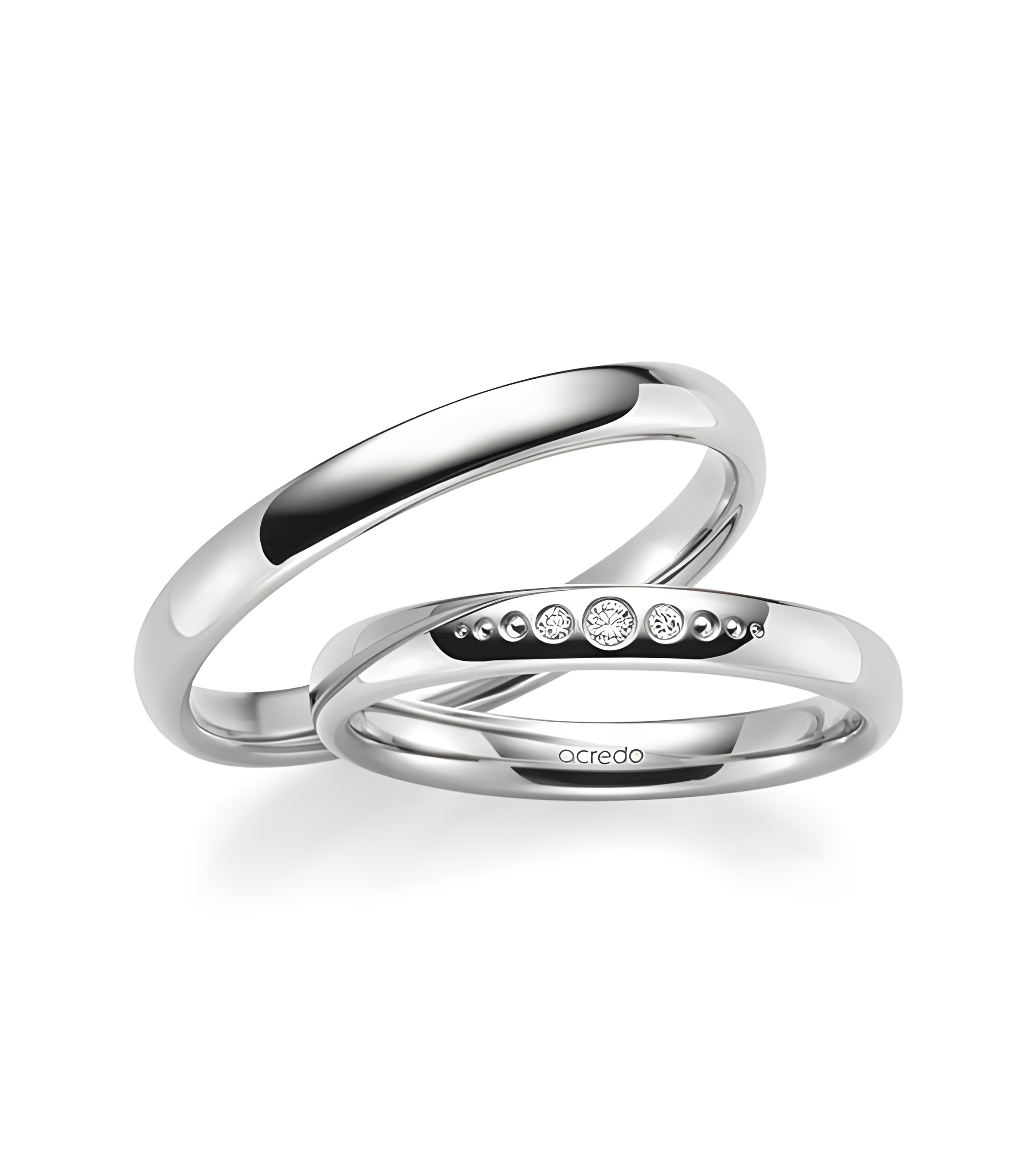 Alianzas de boda blancas con fila de diamantes - Alianzas de boda - 

