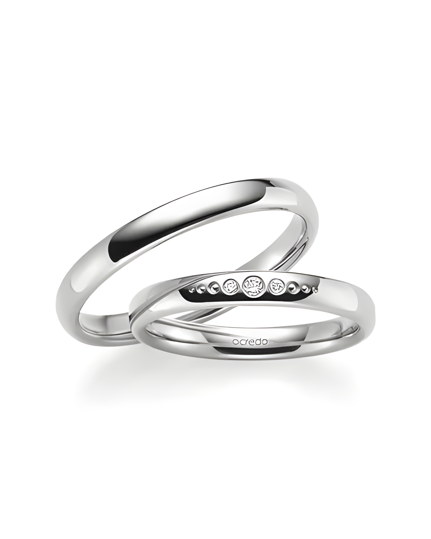 Alianzas de boda blancas con fila de diamantes - Alianzas de boda - 

