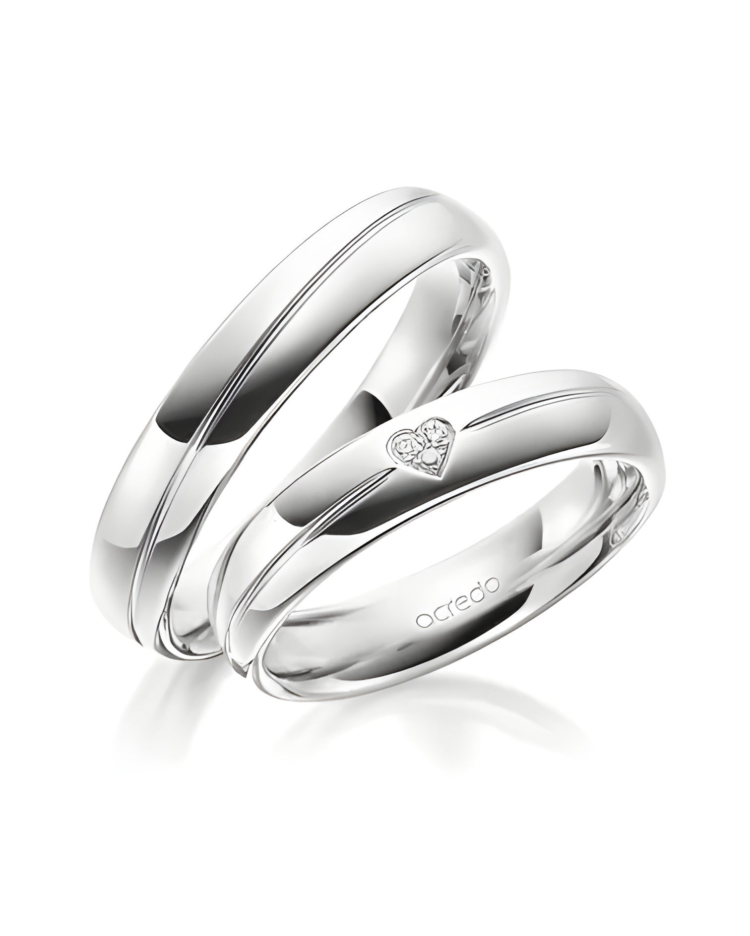 Alianzas de boda originales en oro blanco con diamante corazón - Alianzas de boda - 

