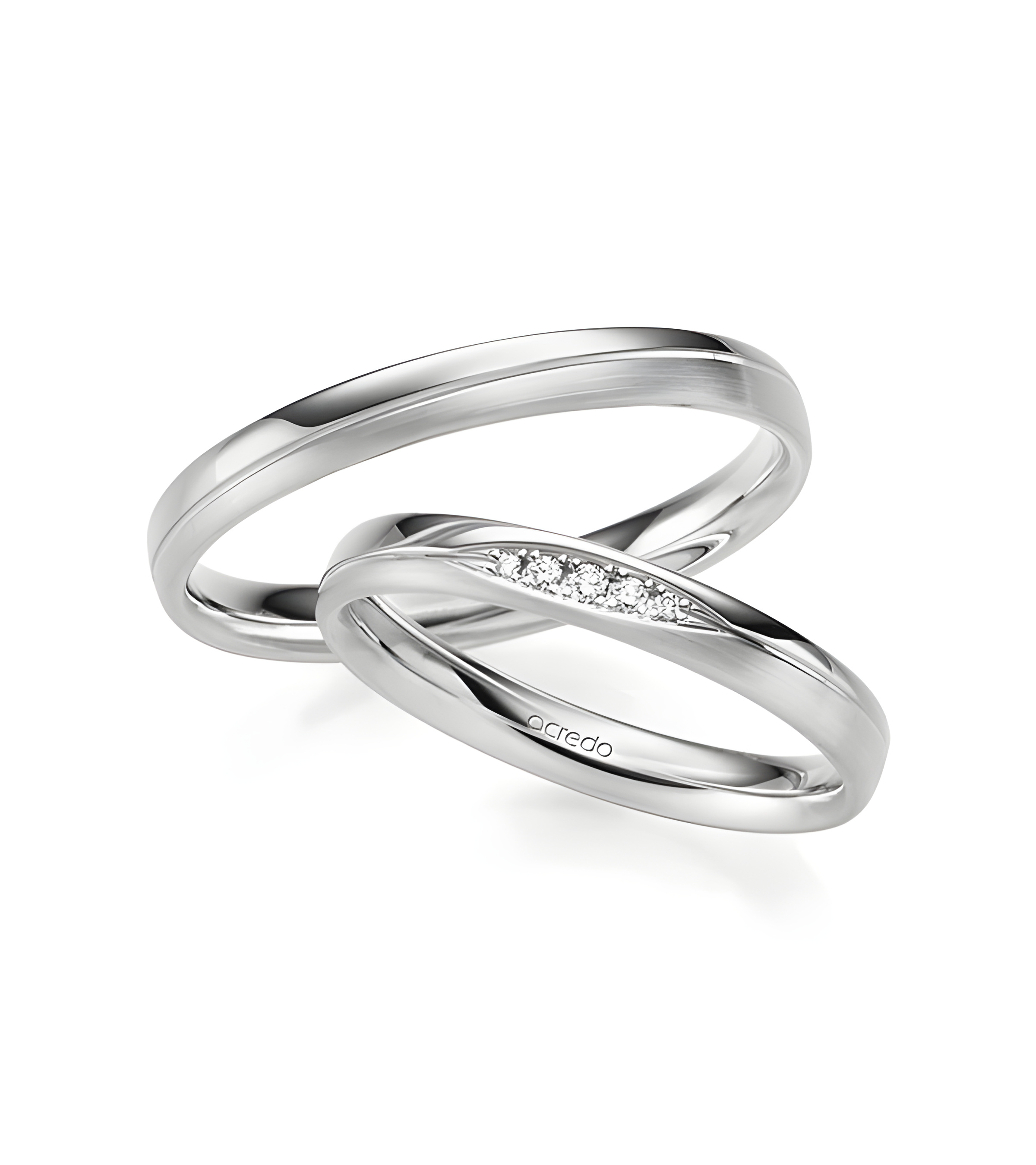 Diseño especial de anillos de matrimonio en oro blanco con diamantes - Alianzas de boda - 

