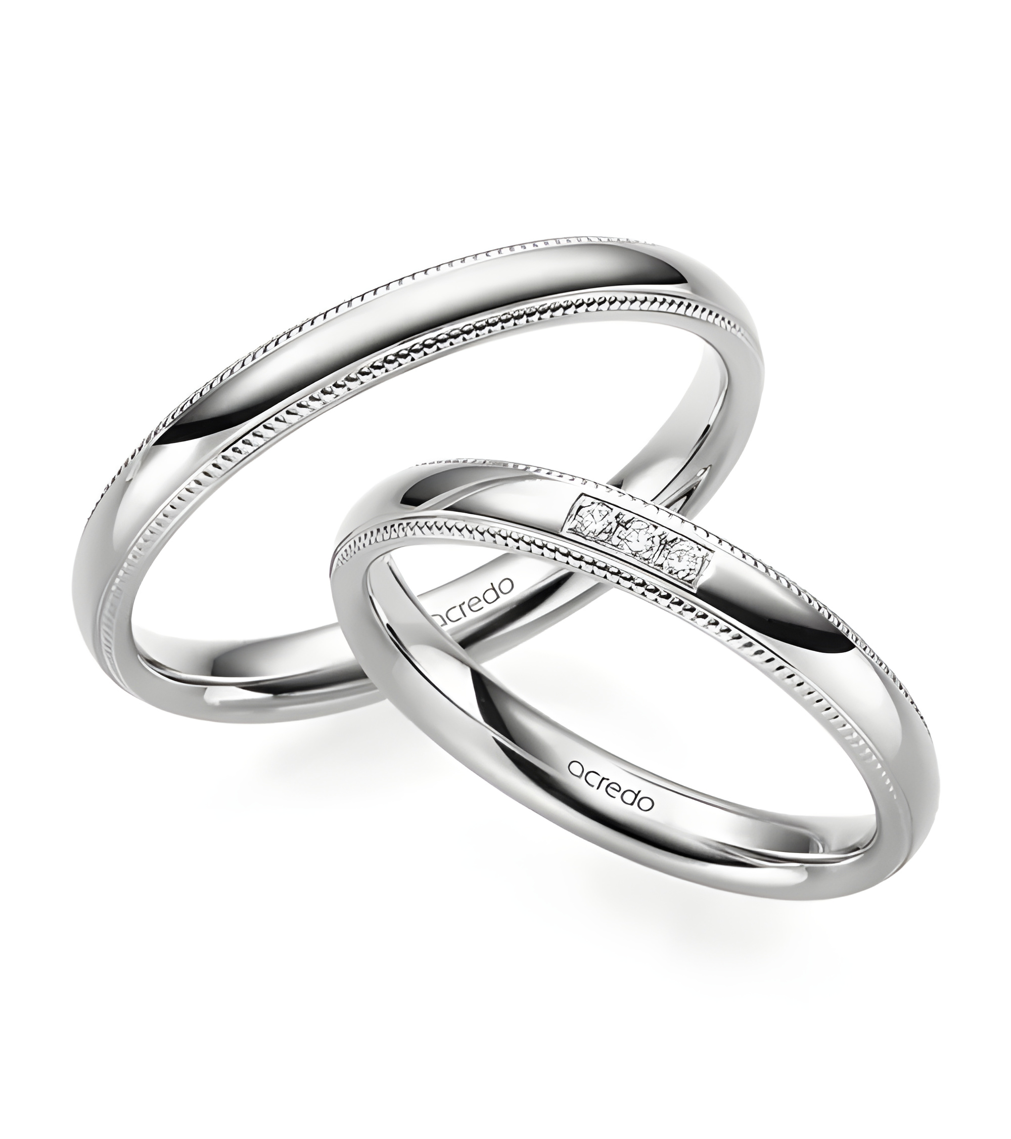 Anillos de boda en oro blanco con 3 diamantes naturales - Alianzas de boda - 

