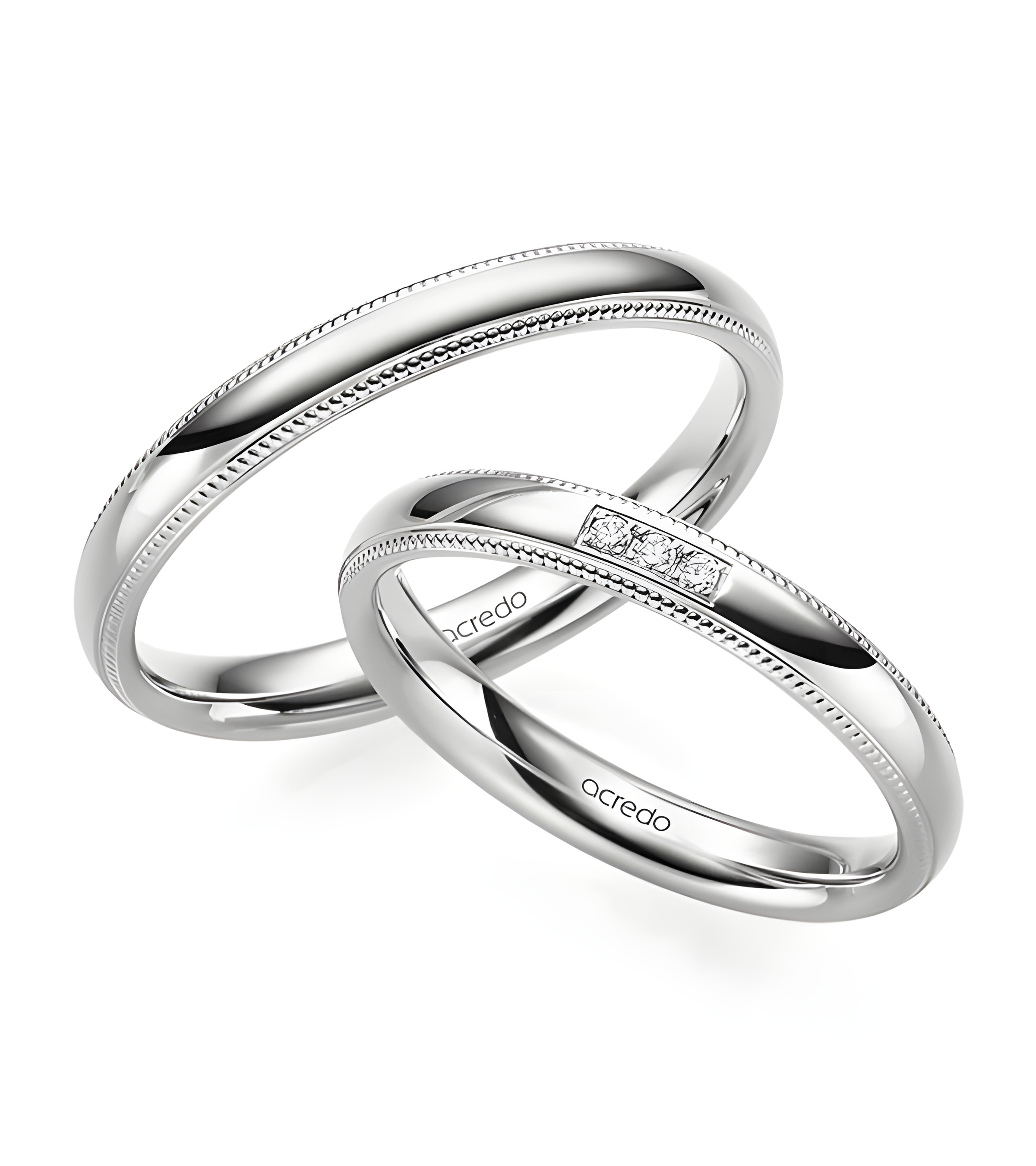 Anillos de boda en oro blanco con 3 diamantes naturales - Alianzas de boda - 

