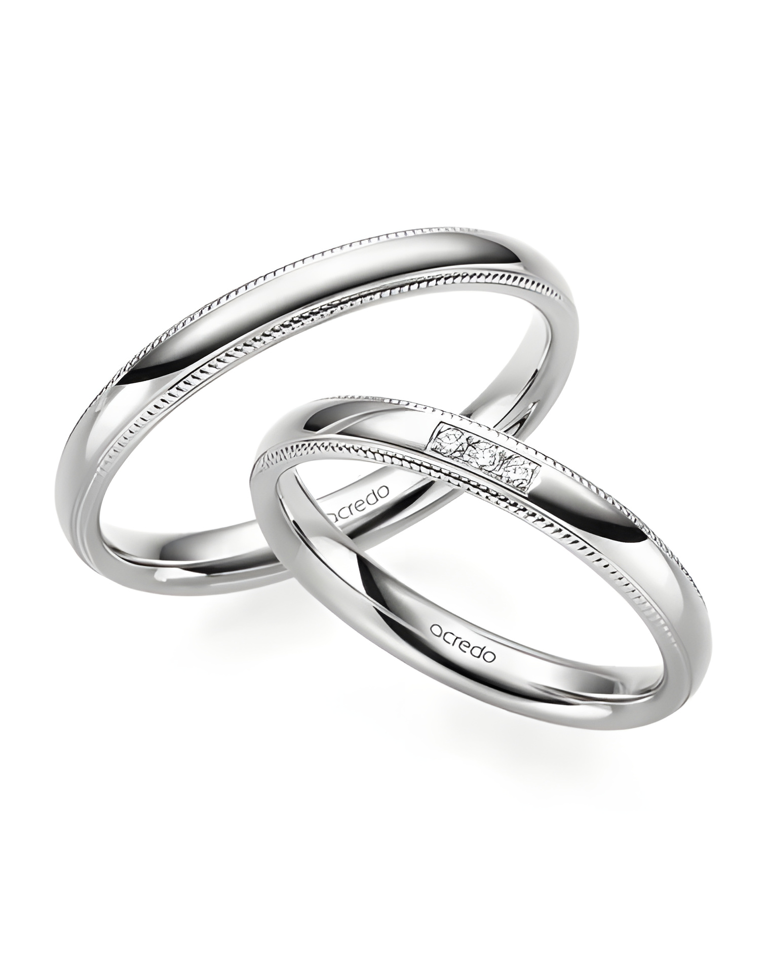 Anillos de boda en oro blanco con 3 diamantes naturales - Alianzas de boda - 

