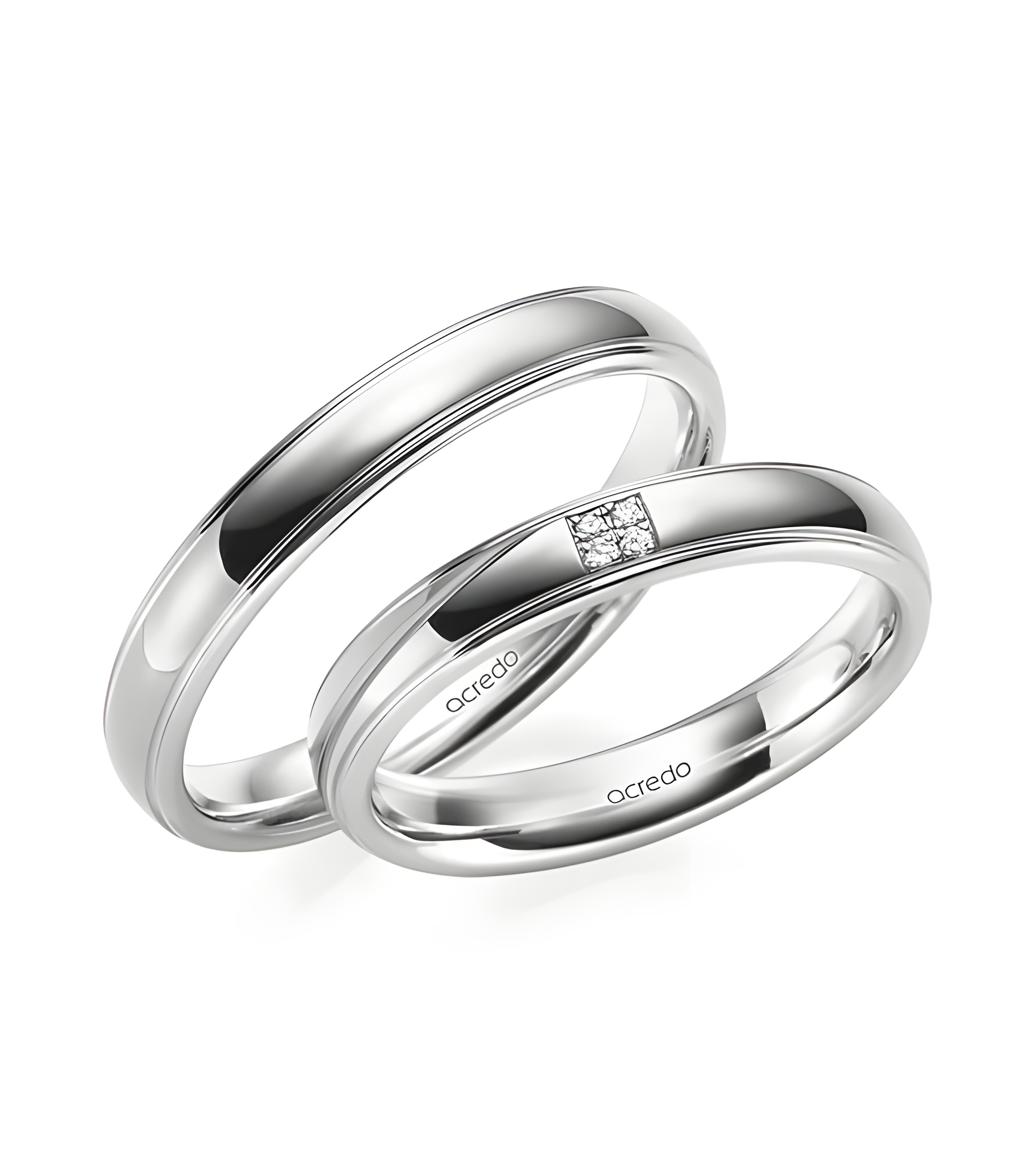 Anillos de matrimonio en oro blanco con 4 diamantes - Alianzas de boda - 

