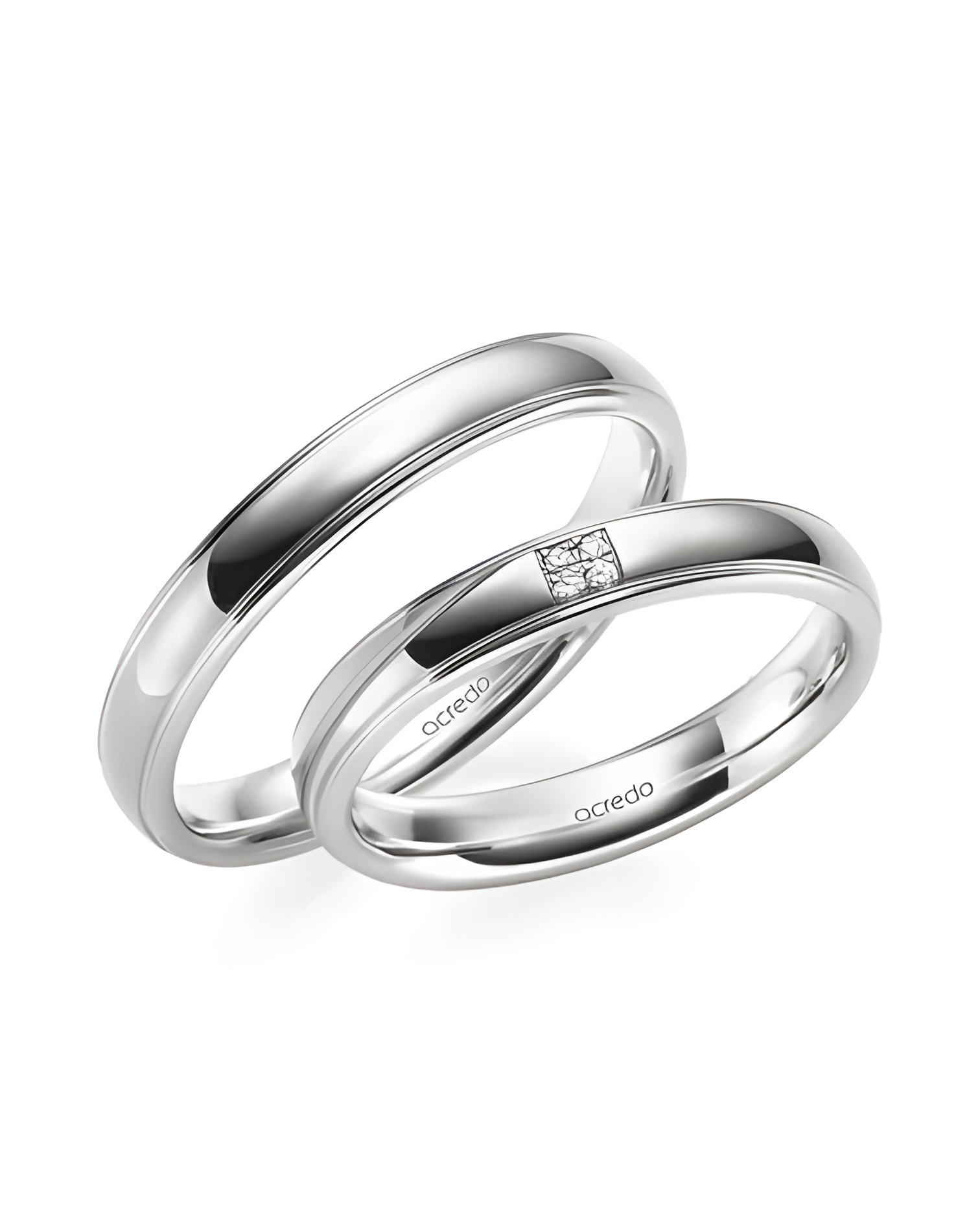 Anillos de matrimonio en oro blanco con 4 diamantes - Alianzas de boda - 

