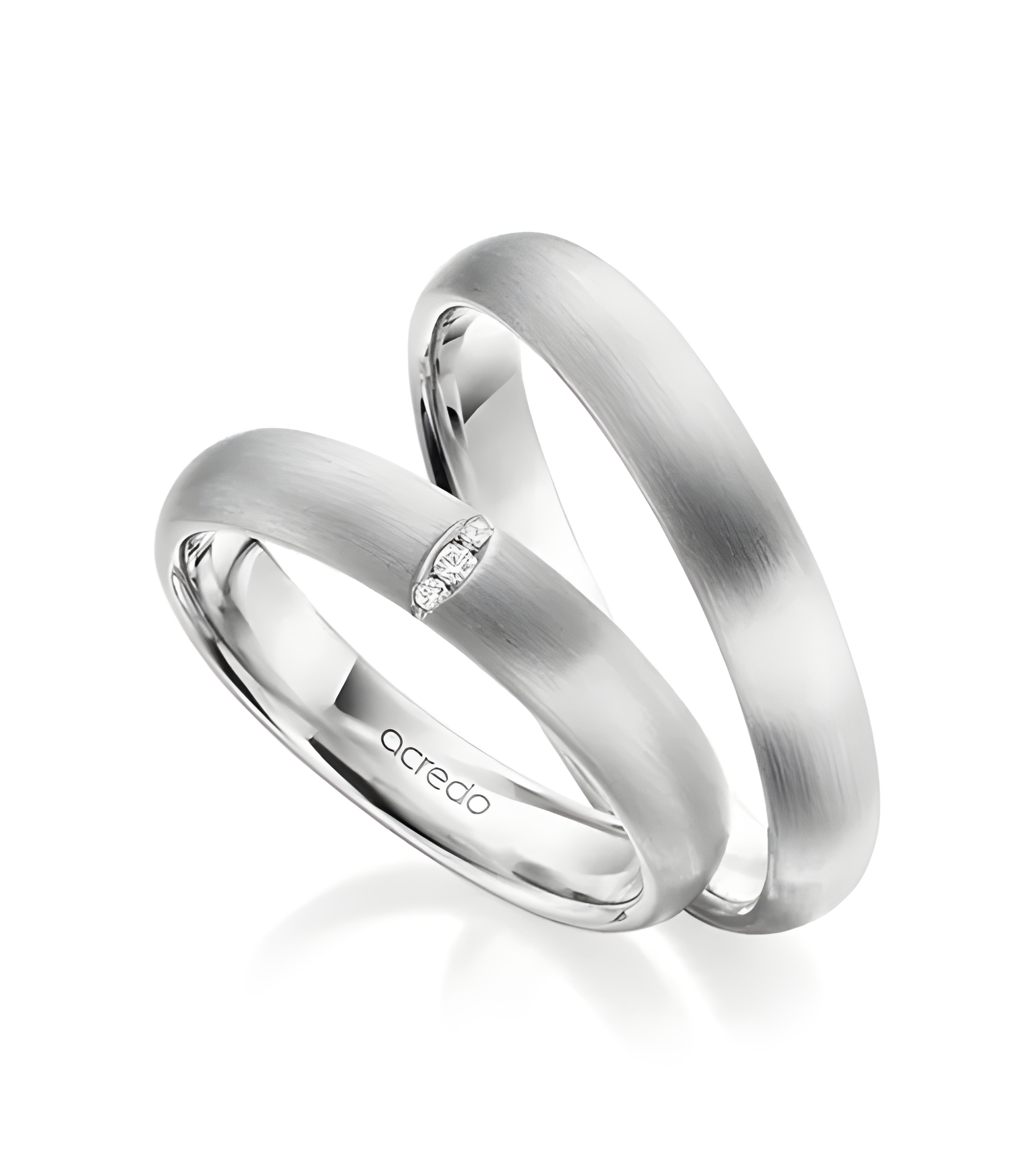 Anillos de matrimonio mate en oro blanco de 14K o 18K - Alianzas de boda - 

