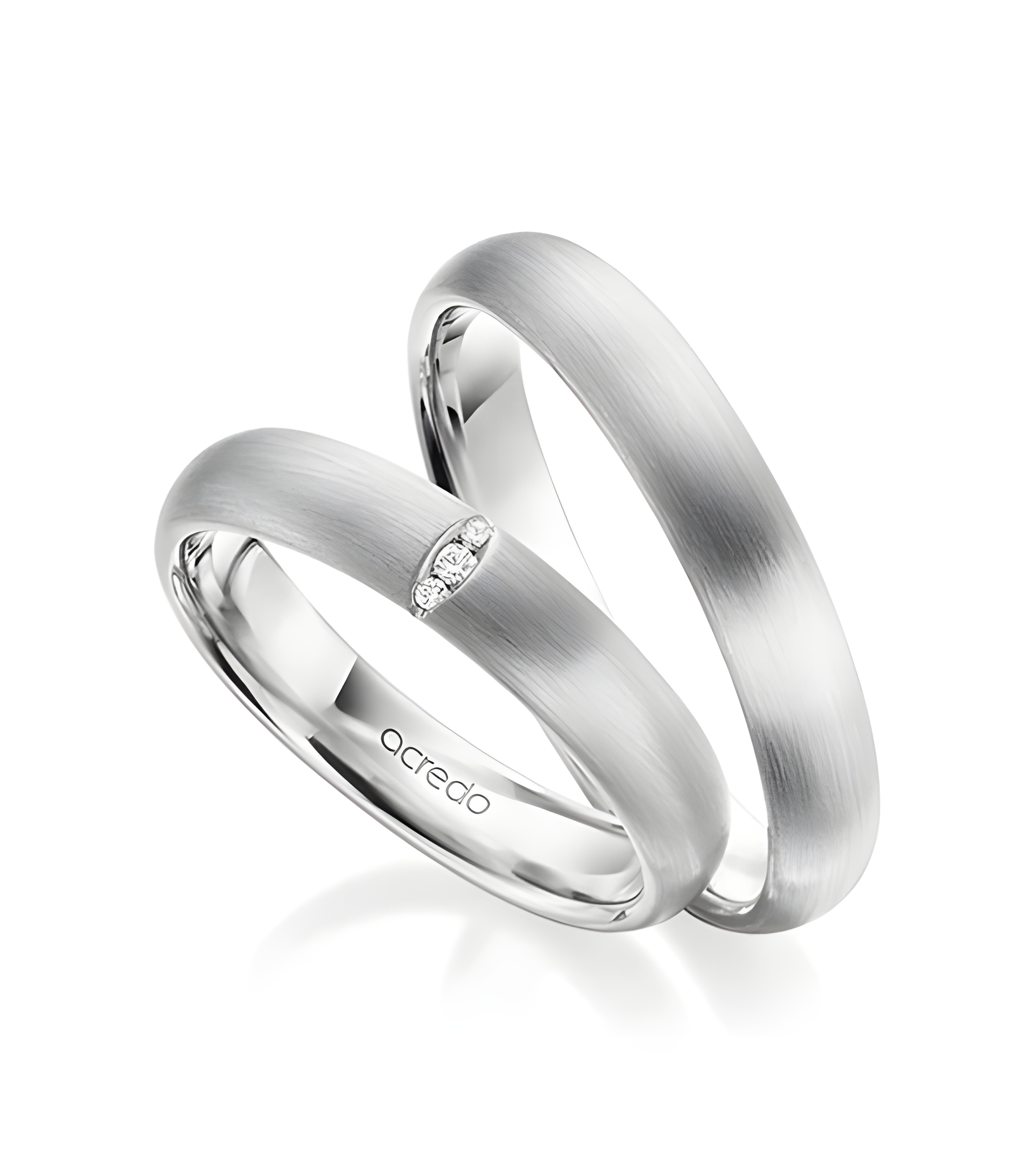Anillos de matrimonio mate en oro blanco de 14K o 18K - Alianzas de boda - 

