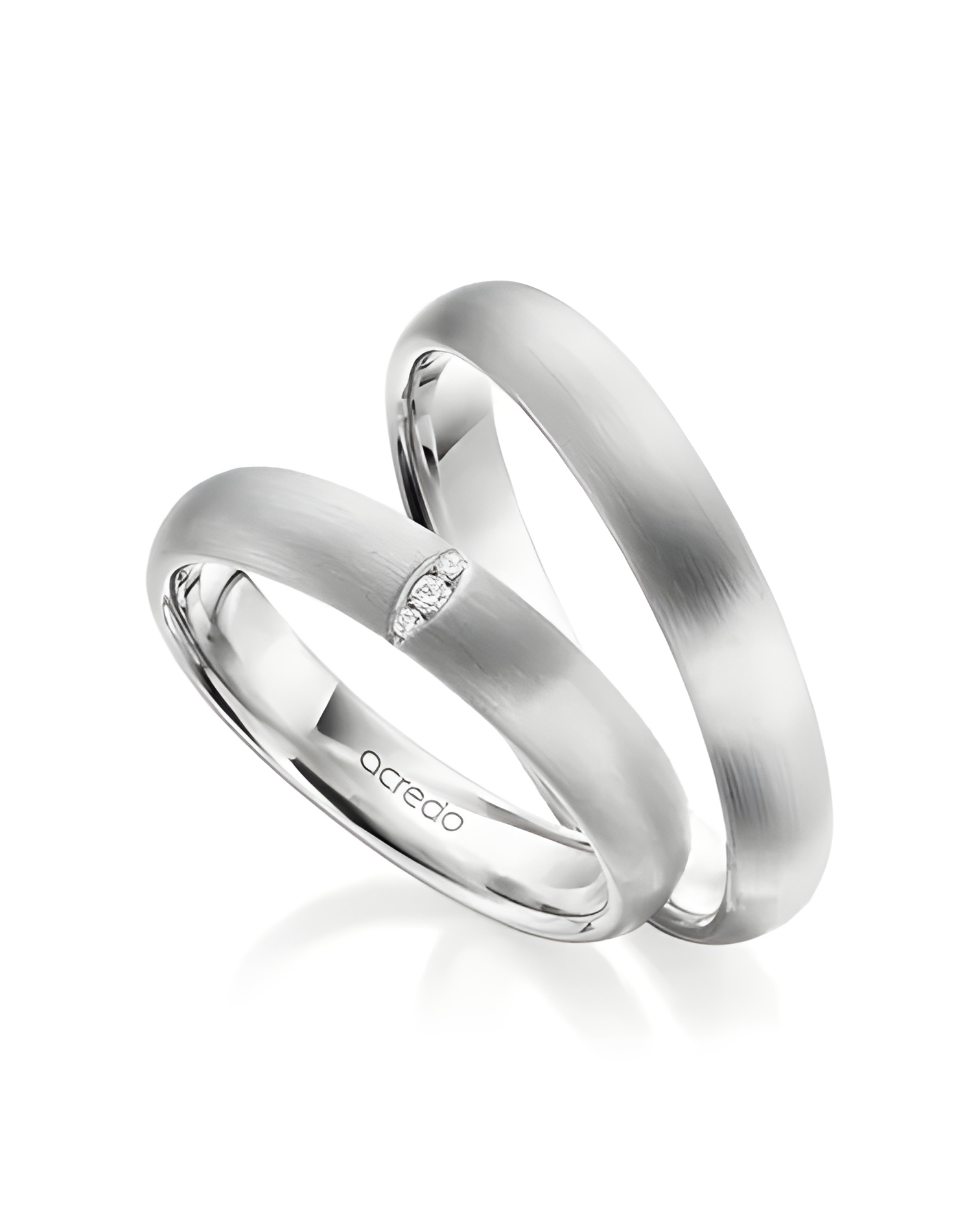 Anillos de matrimonio mate en oro blanco de 14K o 18K - Alianzas de boda - 

