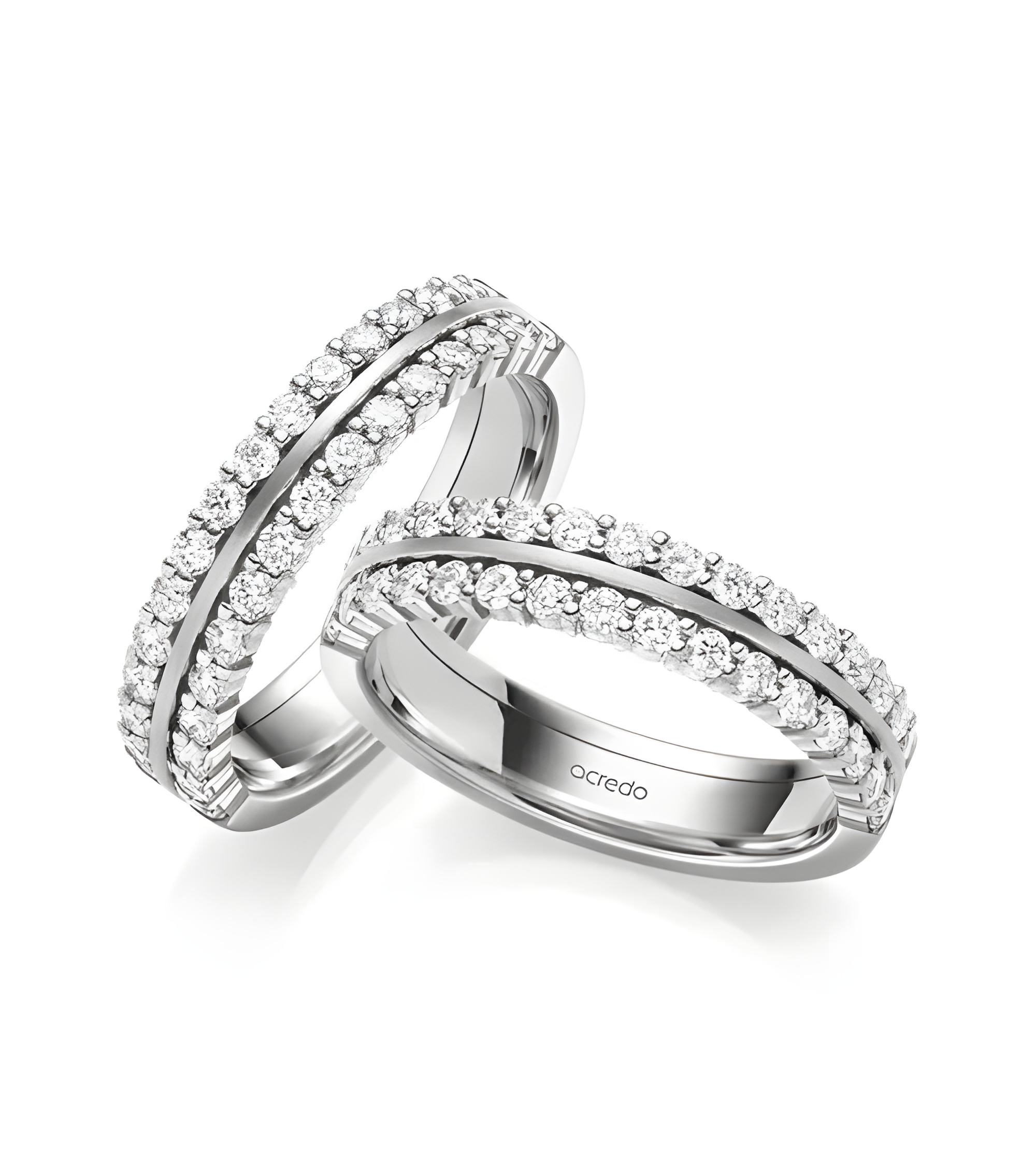 Exclusivas anillos de boda en oro blanco con dos coronas de diamantes - Alianzas de boda - 

