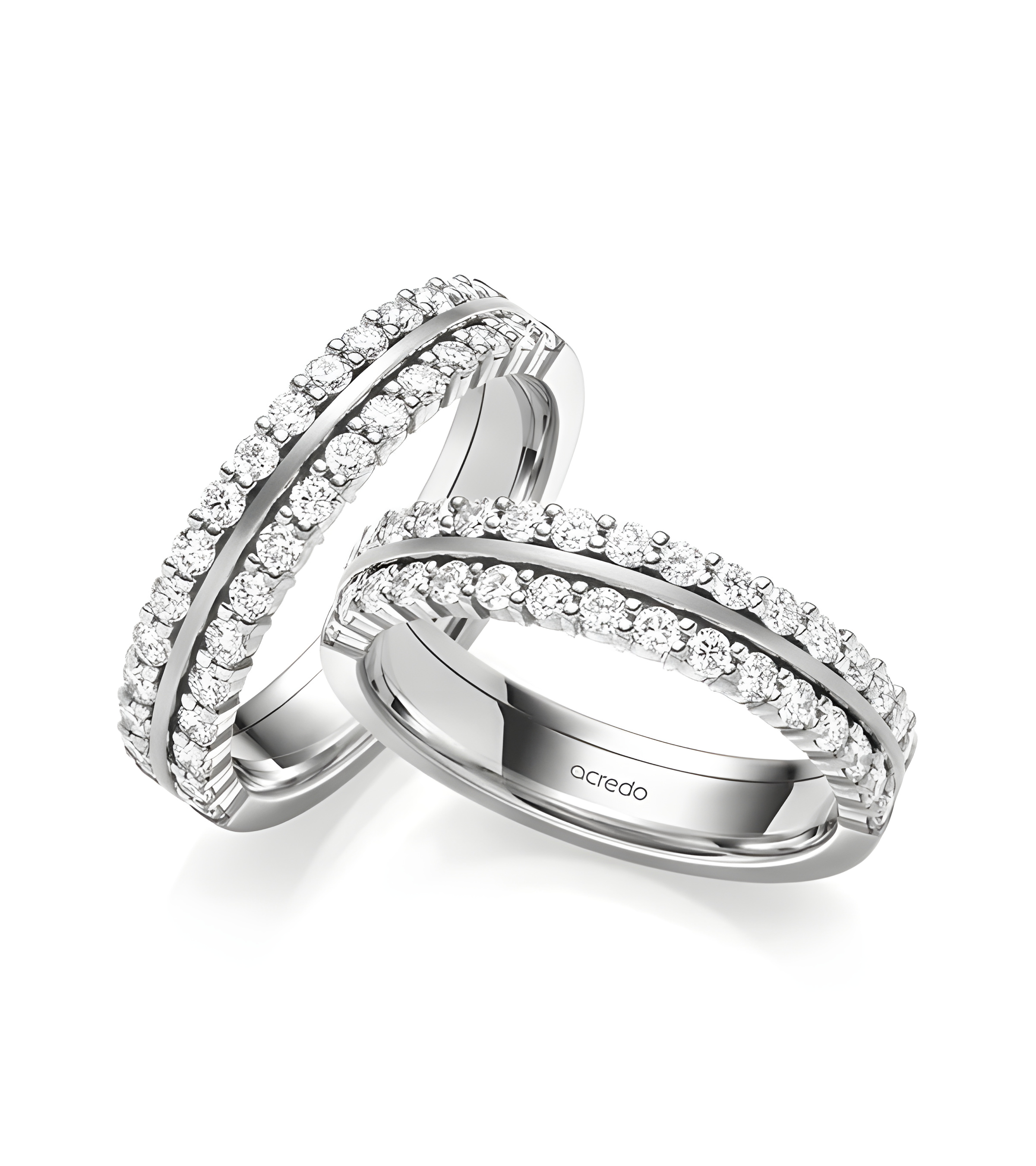 Exclusivas anillos de boda en oro blanco con dos coronas de diamantes - Alianzas de boda - 

