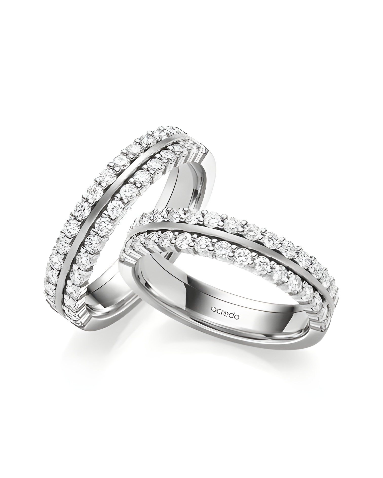 Exclusivas anillos de boda en oro blanco con dos coronas de diamantes - Alianzas de boda - 

