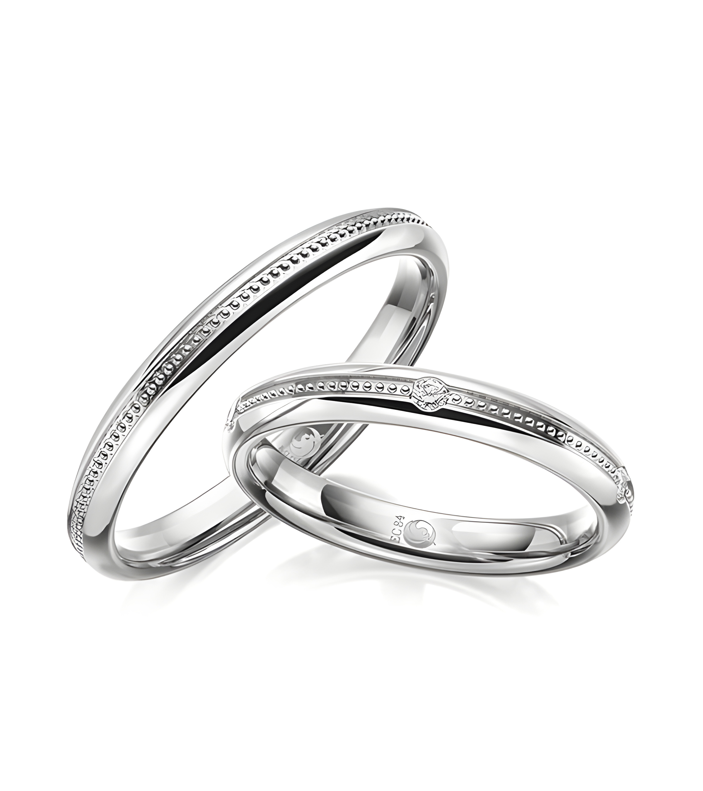 Diseño especial en anillos de matrimonio blancos con diamantes - Alianzas de boda - 

