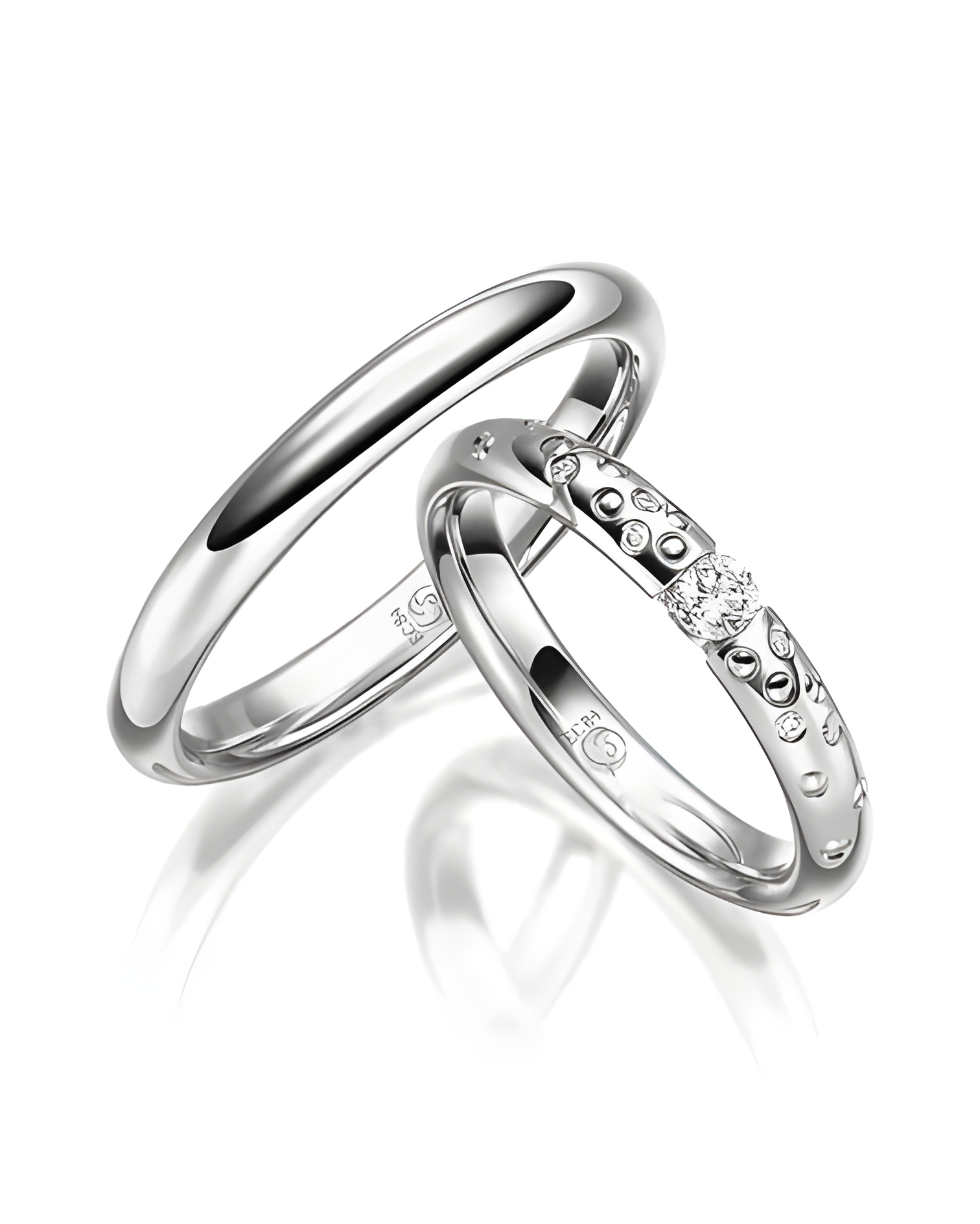 Alianzas de boda especiales en color blanco con un diamante - Alianzas de boda - 

