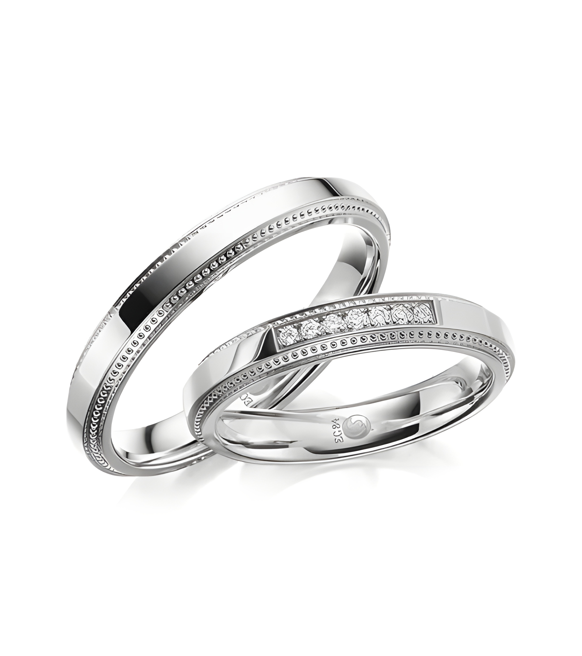 Pareja de anillos de boda originales de oro blanco con diamantes - Alianzas de boda - 

