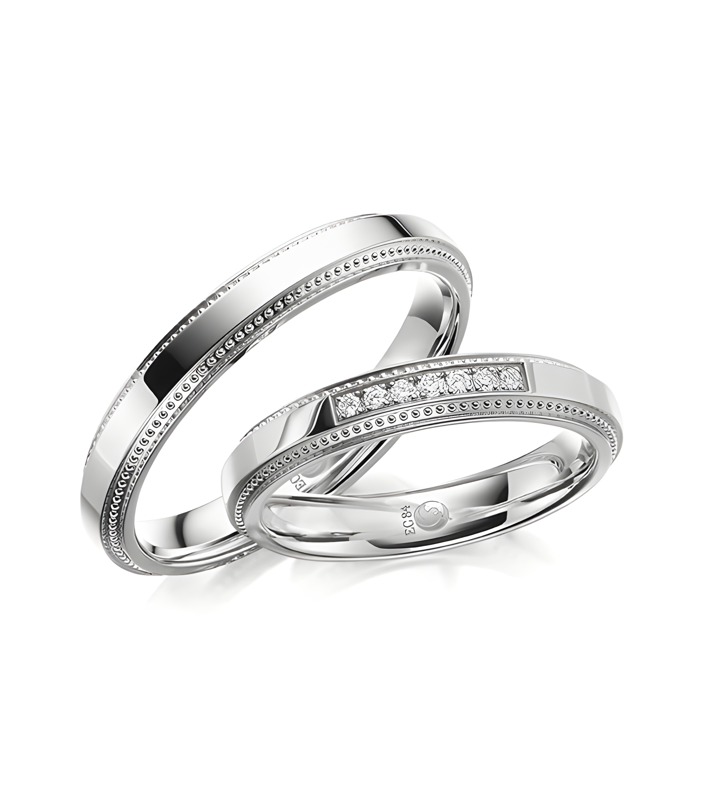 Pareja de anillos de boda originales de oro blanco con diamantes - Alianzas de boda - 

