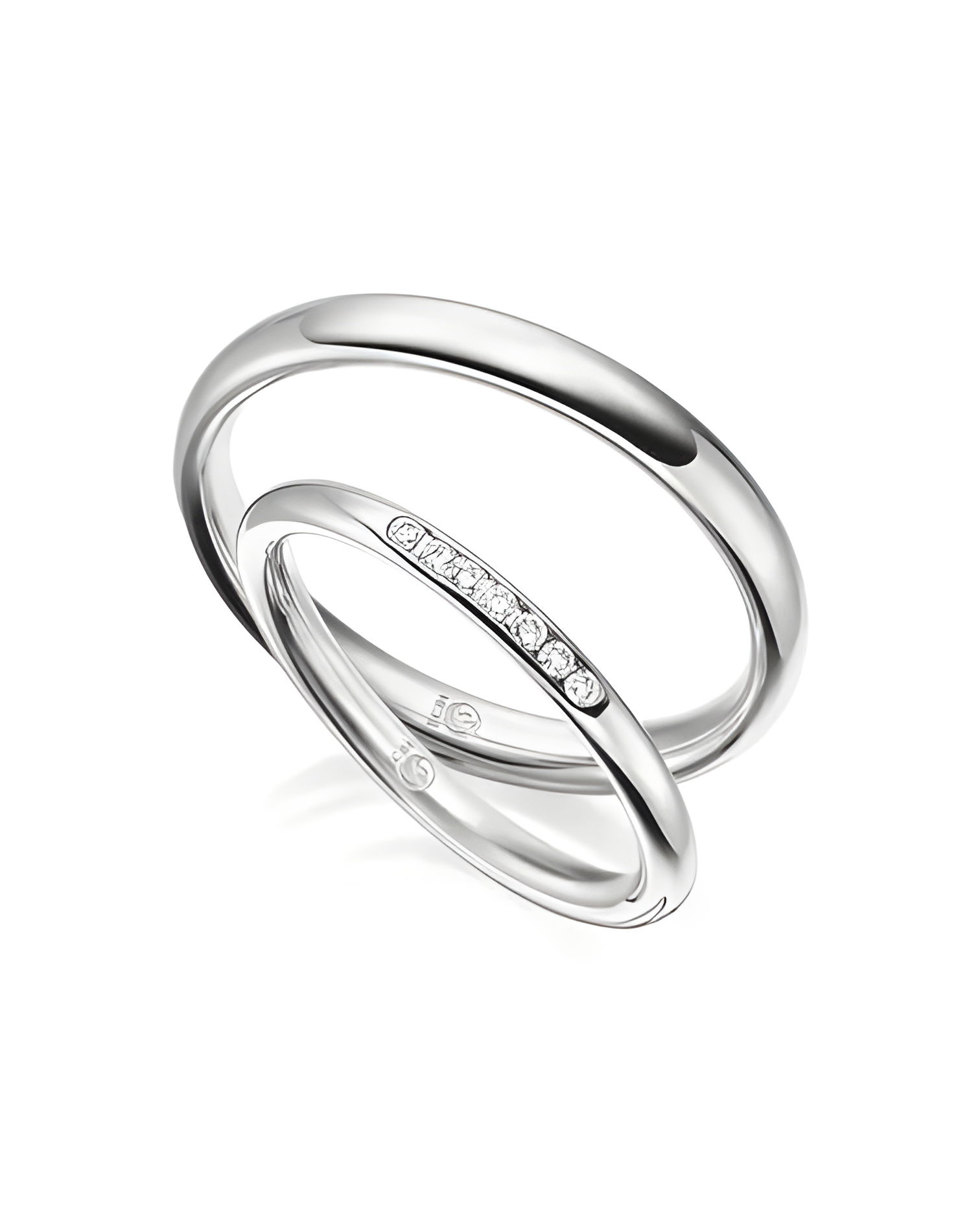 Finos anillos en oro blanco de 14K o 18K con varios diamantes - Alianzas de boda - 

