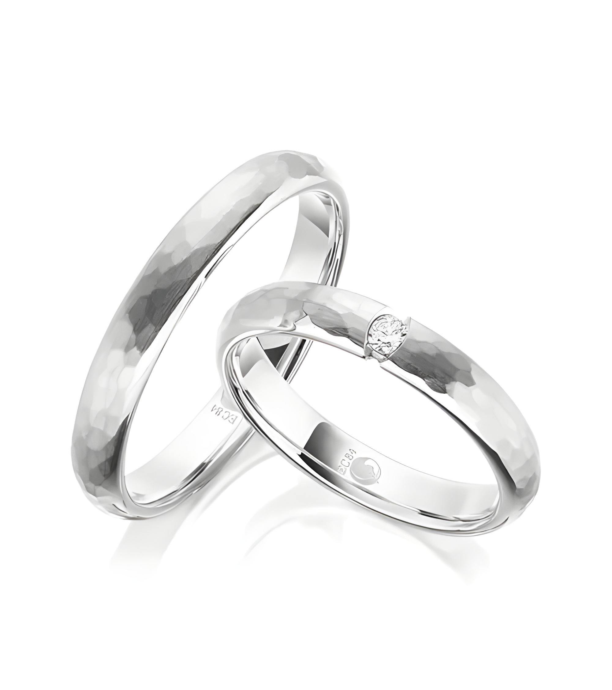 Anillos en oro blanco siempre blanco con acabado golpeteado - Alianzas de boda - 

