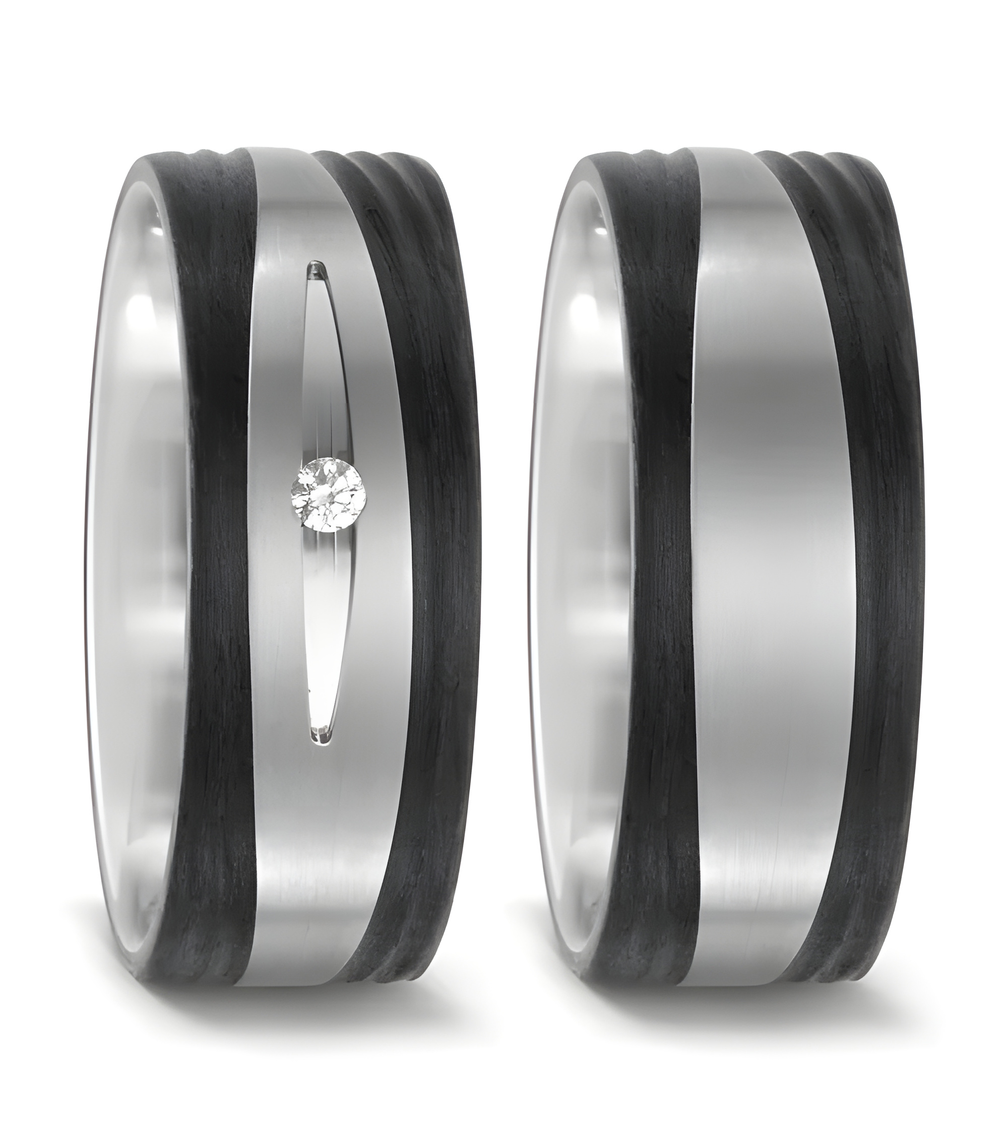 Alianzas de boda negras y blancas de carbon y titanio anchas - Alianzas de boda - 

