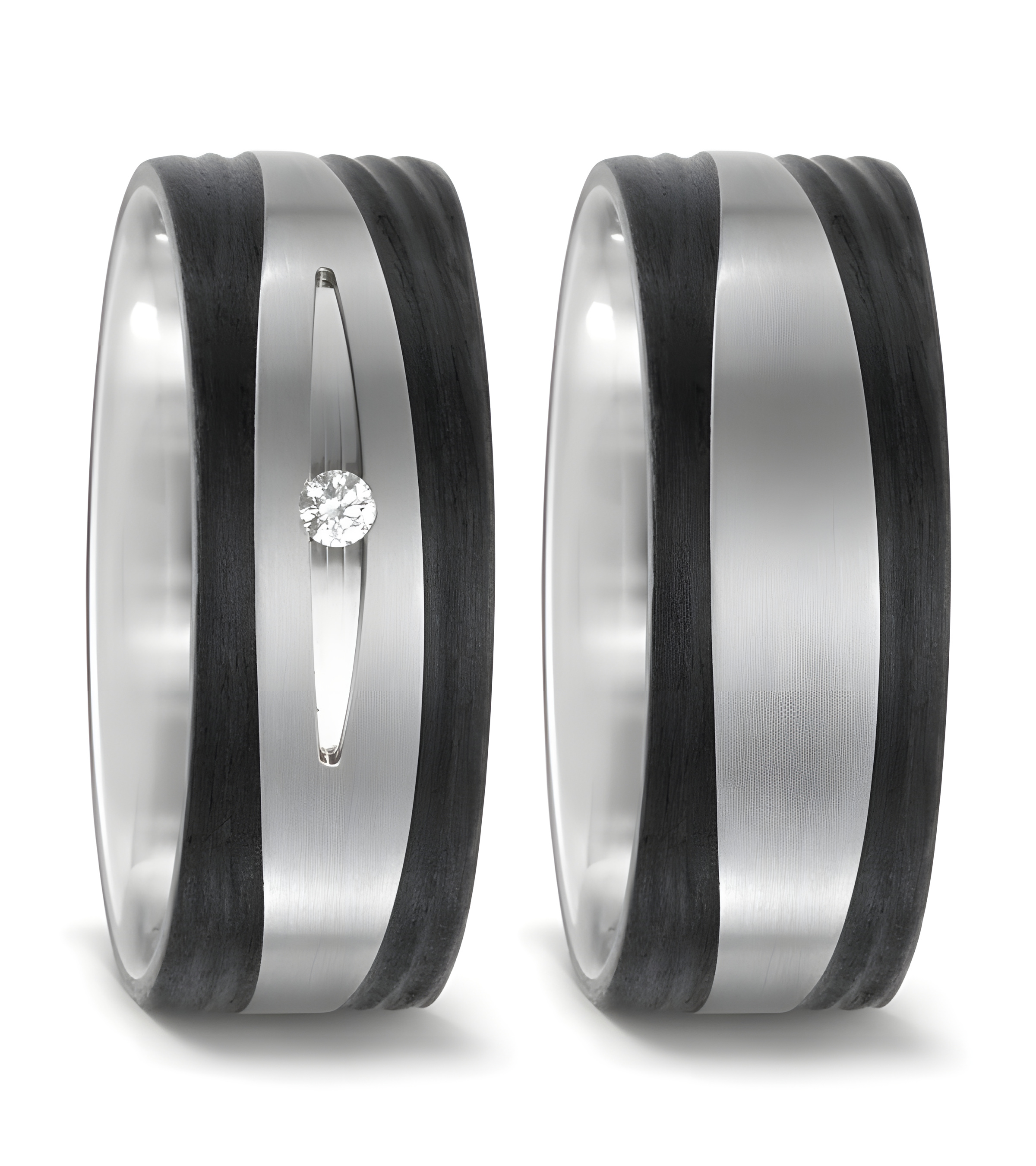 Alianzas de boda negras y blancas de carbon y titanio anchas - Alianzas de boda - 

