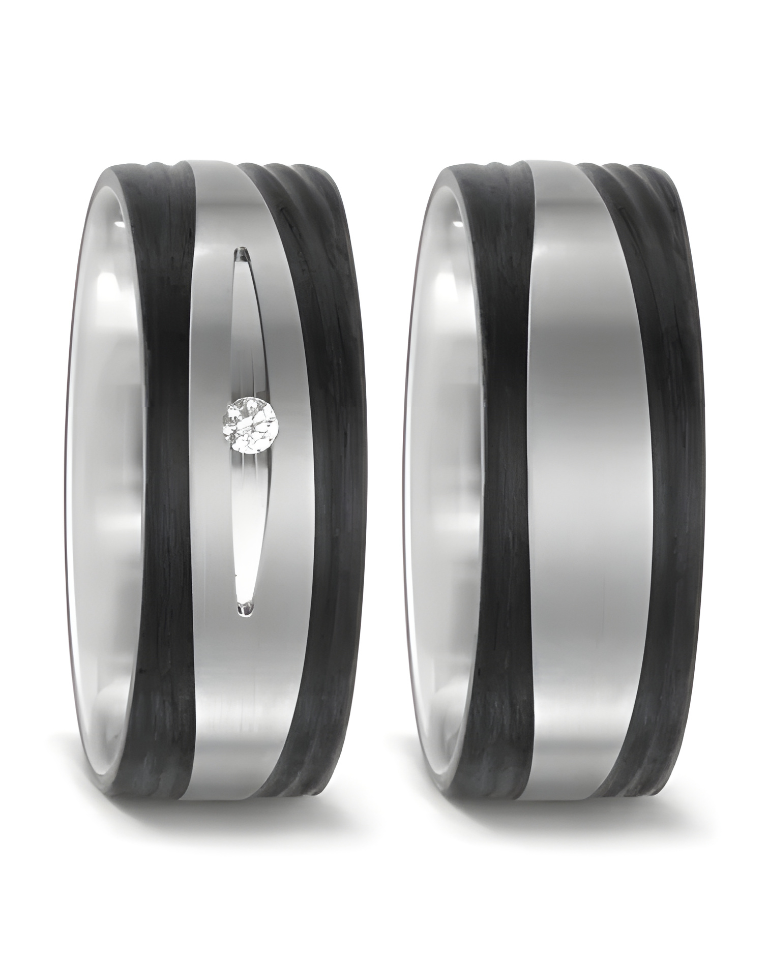 Alianzas de boda negras y blancas de carbon y titanio anchas - Alianzas de boda - 

