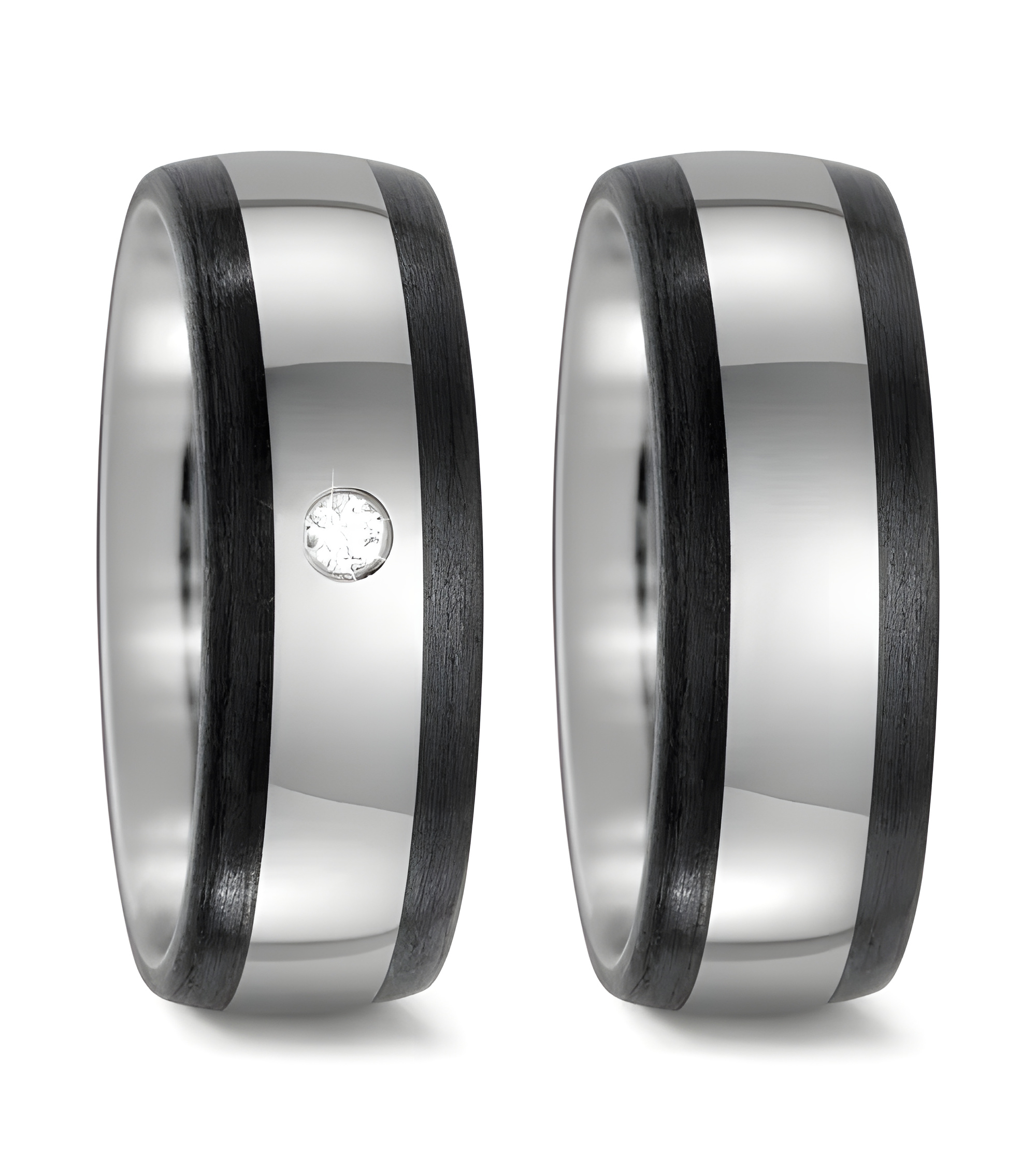 Anillos de boda diferentes de Carbono y Titanio con un diamante G,vs - Alianzas de boda - 

