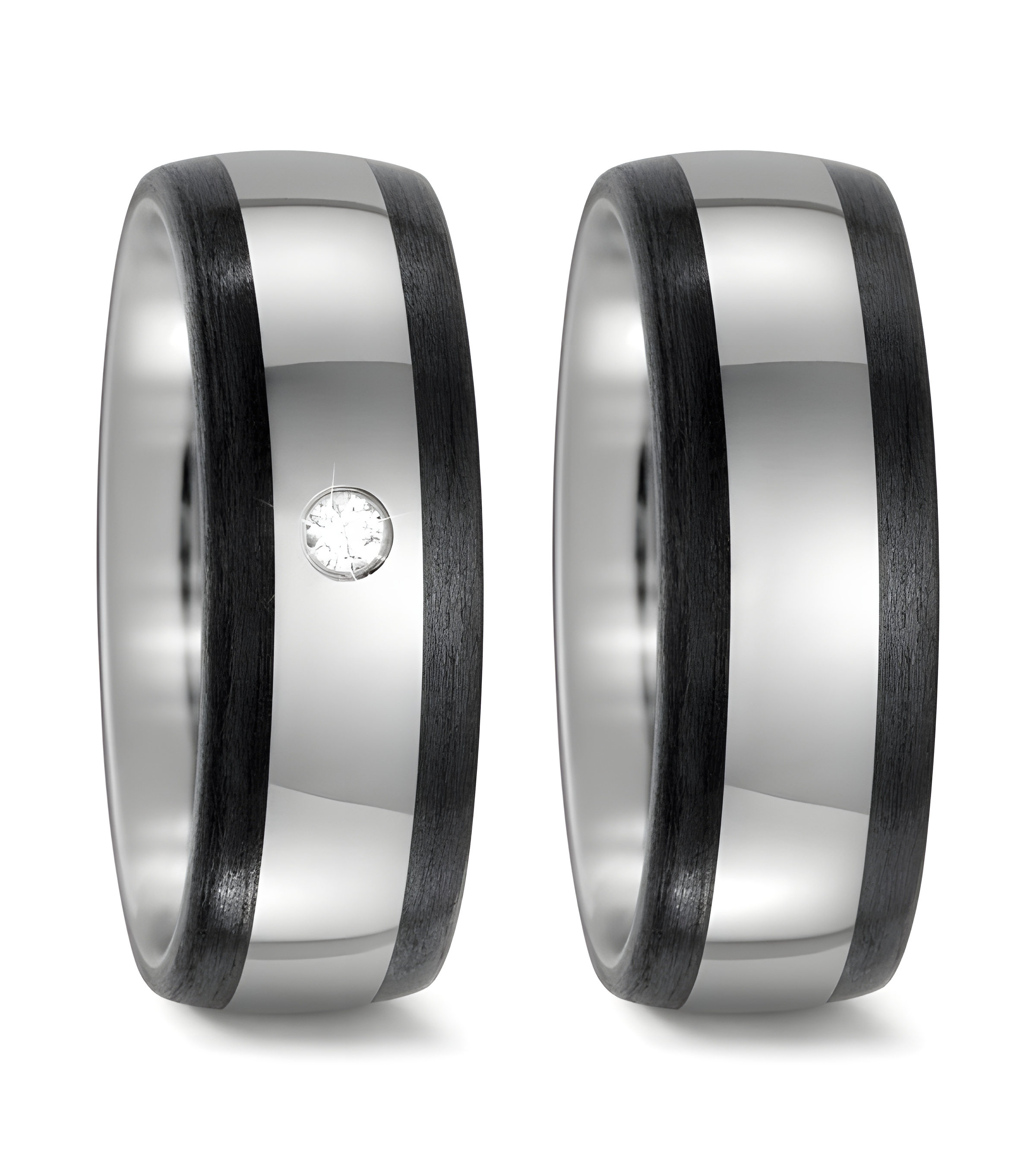 Anillos de boda diferentes de Carbono y Titanio con un diamante G,vs - Alianzas de boda - 

