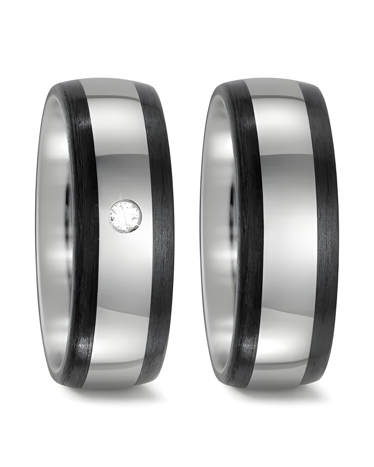 Anillos de boda diferentes de Carbono y Titanio con un diamante G,vs - Alianzas de boda - 

