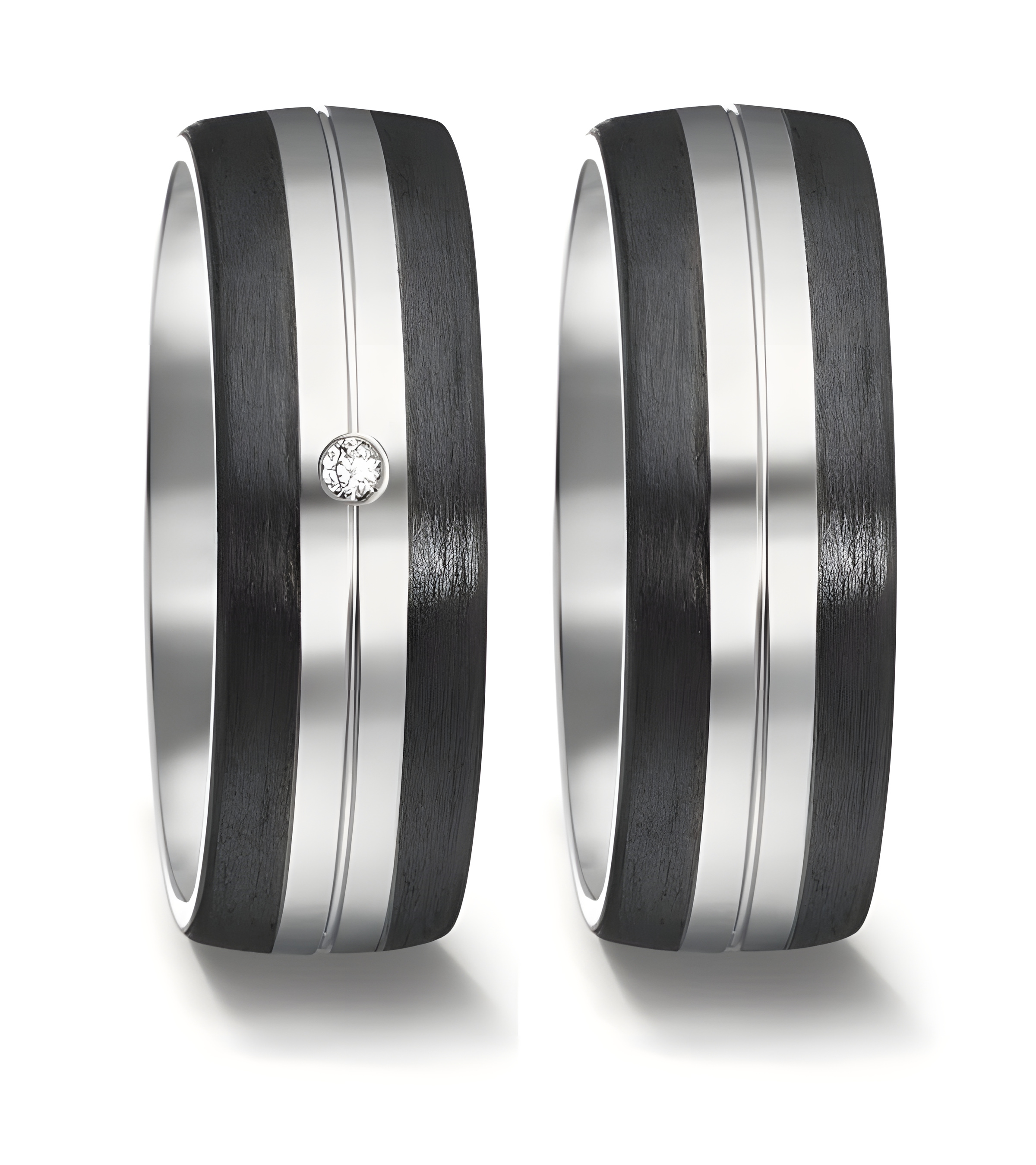 Alianzas de boda en titanio y carbono un diamante. - Alianzas de boda - 




