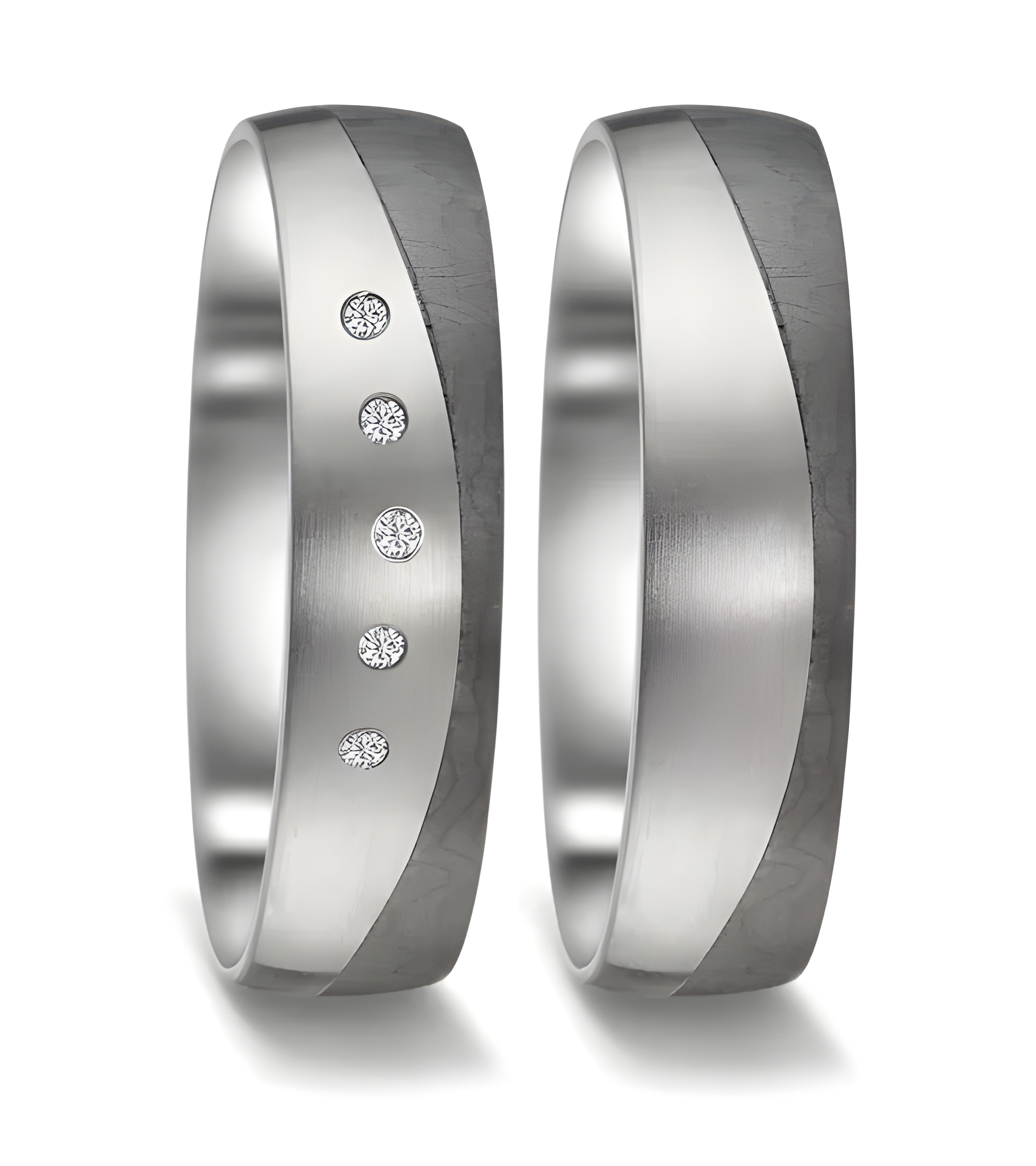 Anillos de matrimonio diferentes con acabado mate en dos colores - Alianzas de boda - 

