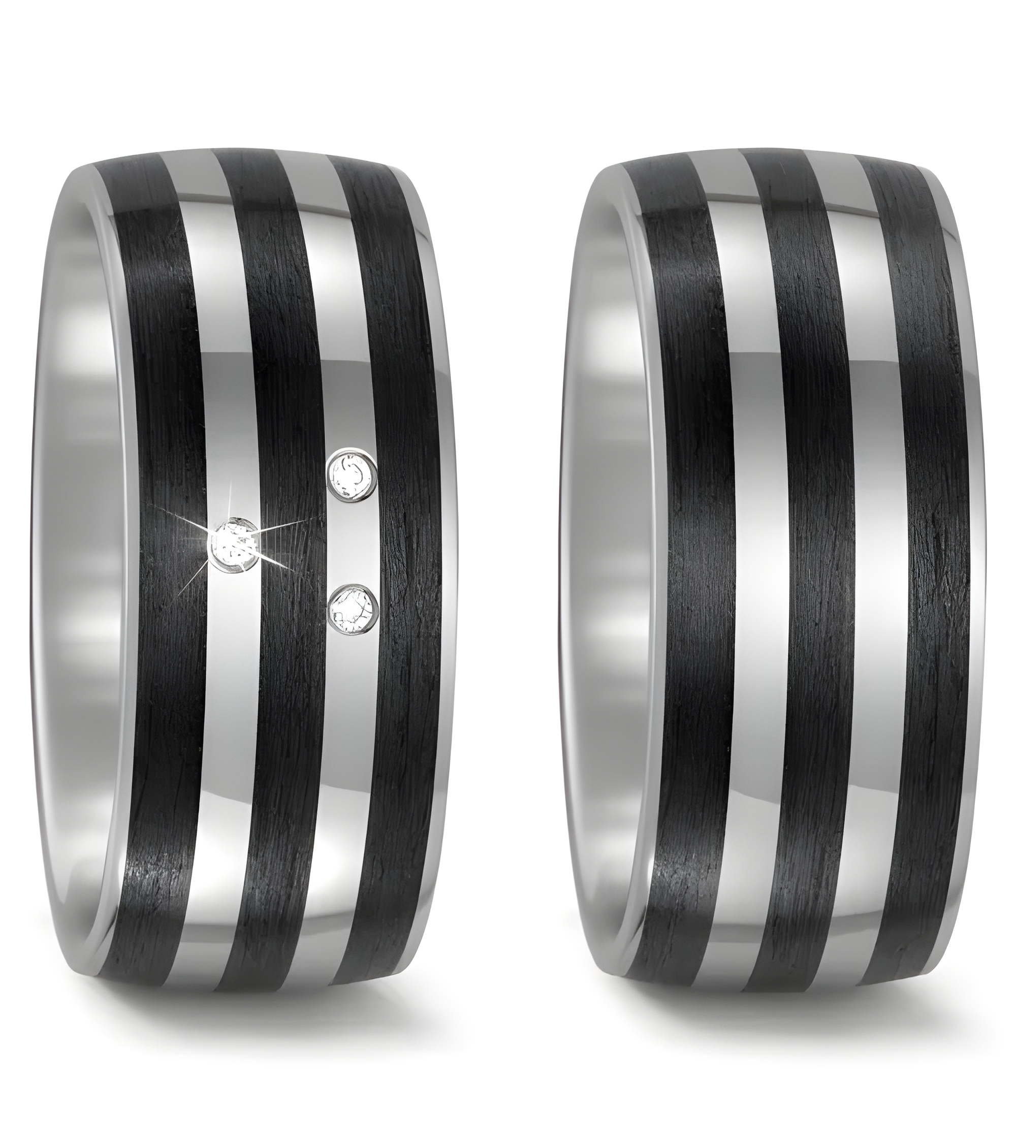 Anchos anillos de titanio y carbono con diamantes G,si - Alianzas de boda - 

